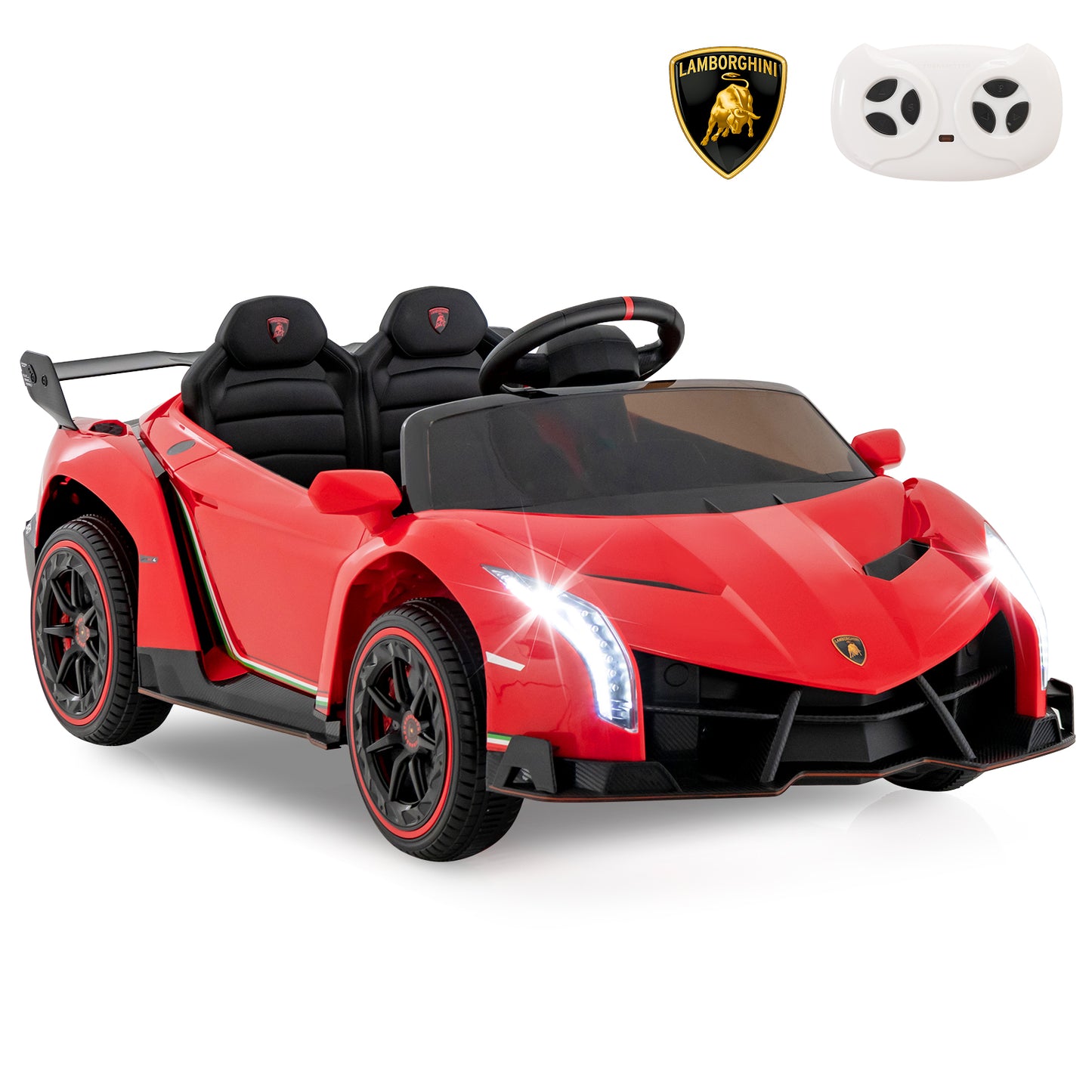4WD Kids Ride On Sports Car Lamborghini with Taillights-Black