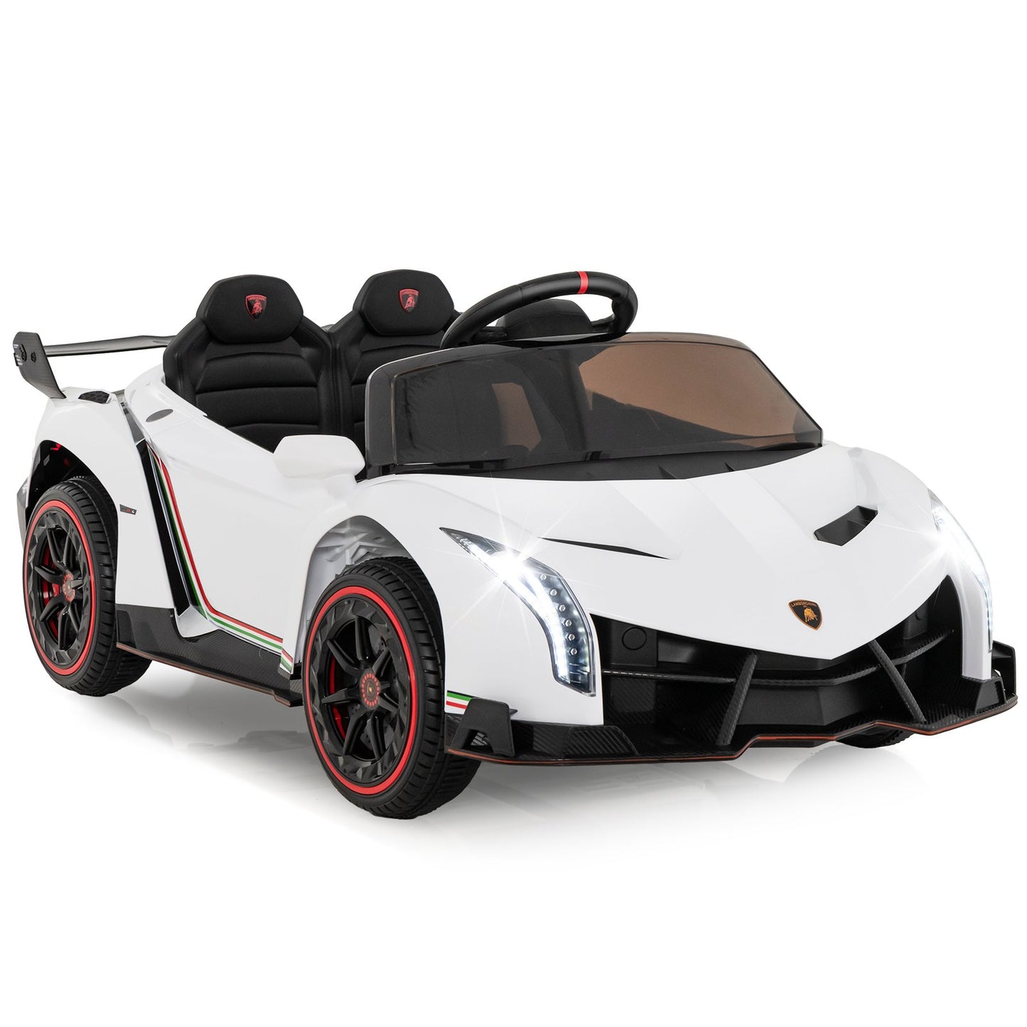 4WD Kids Ride On Sports Car Lamborghini with Taillights-Black