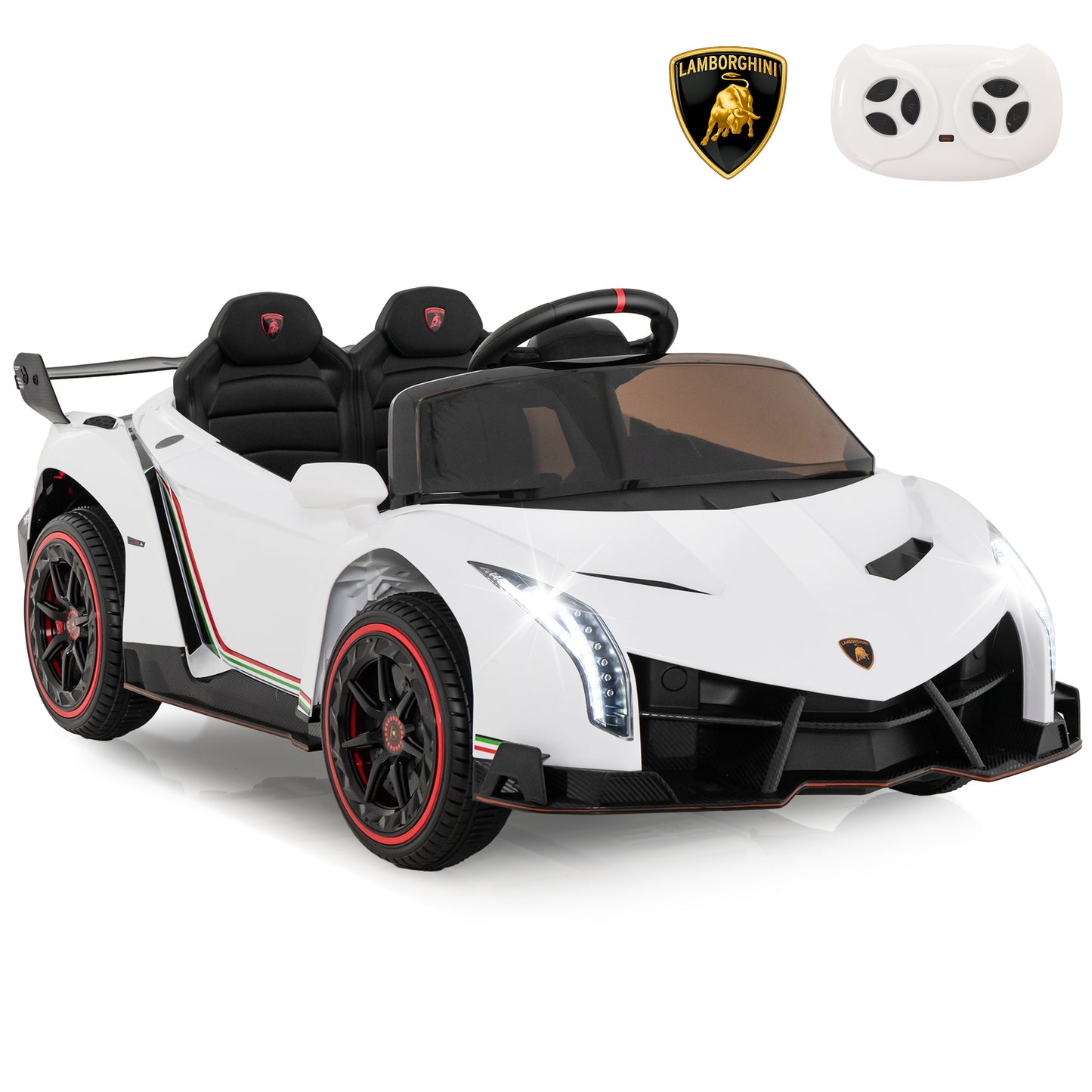 4WD Kids Ride On Sports Car Lamborghini with Taillights-Black