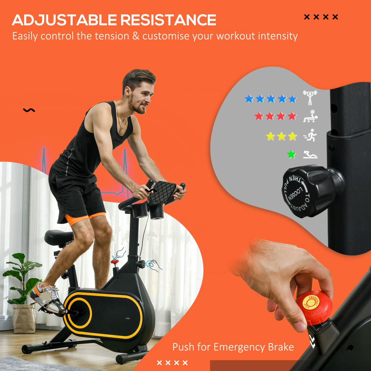 SPORTNOW Exercise Bike - Home Cardio Workout with LCD Display