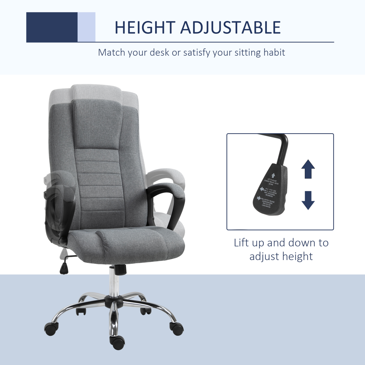 Vinsetto Executive Office Chair Height Adjustable Computer Chair, Grey