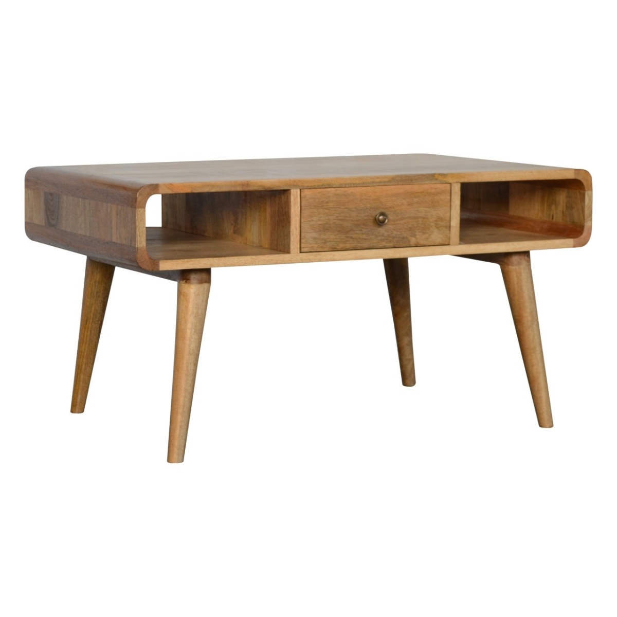 Artisan Furniture Solid Wood Curved Oak-ish Coffee Table