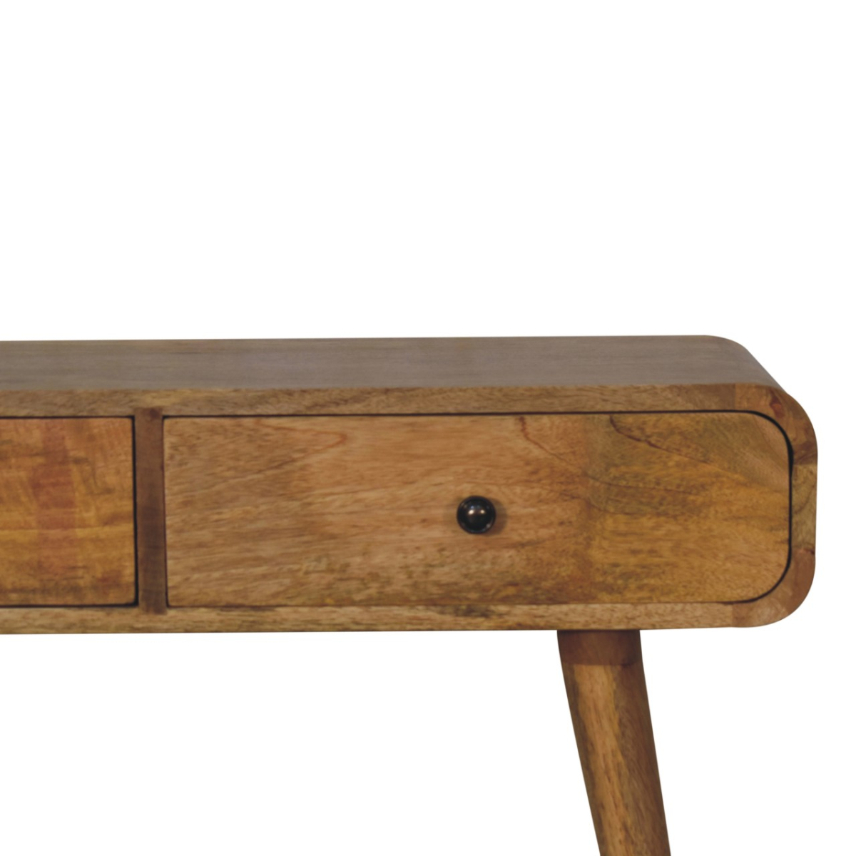 Artisan Furniture Solid Wood Oak-ish Curved Hallway Table, 2 Drawers, Brown
