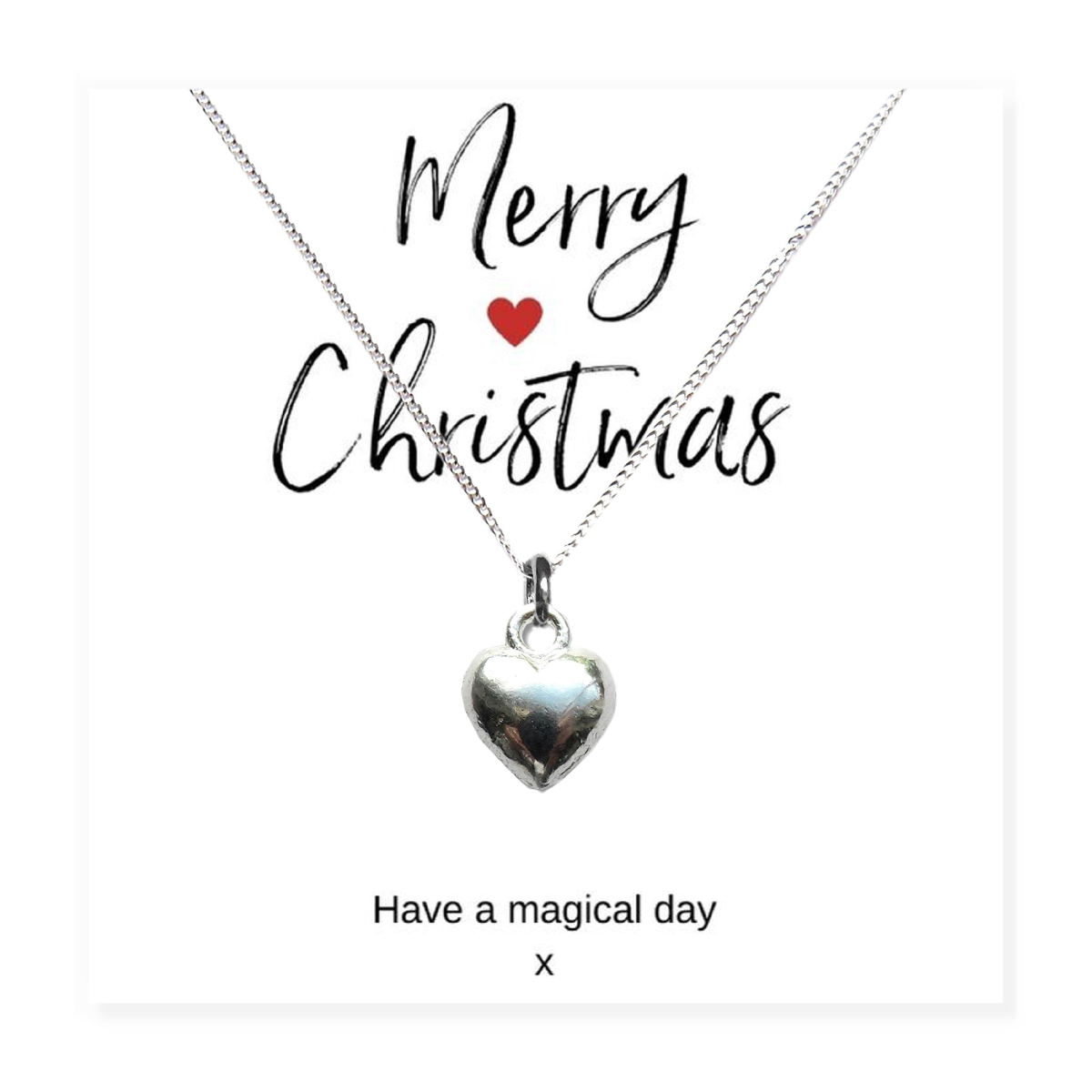 Merry Christmas Mini Gift Hamper with Silver Heart Necklace