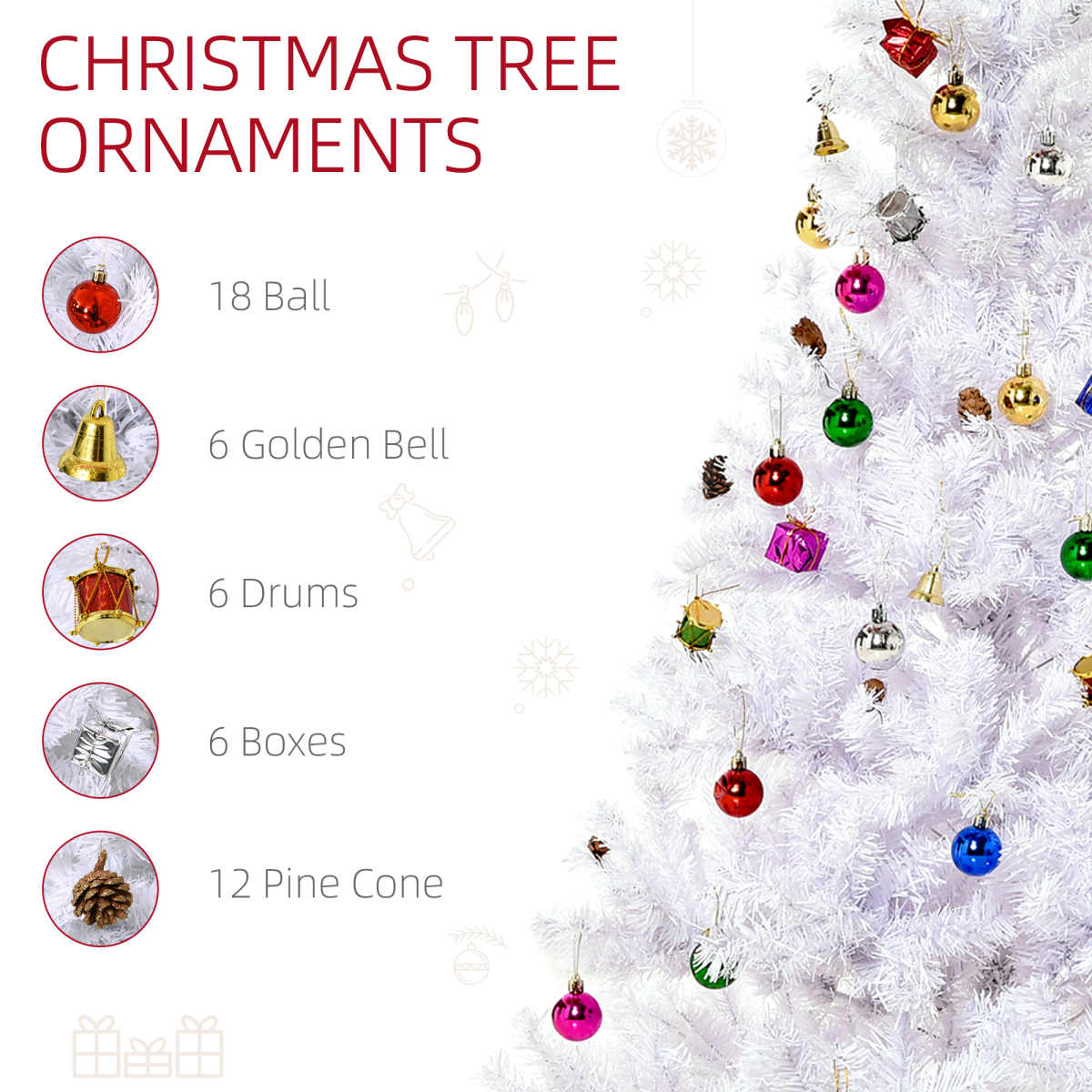 5ft Snow Artificial Christmas Tree Metal Stand Elegant Faux White