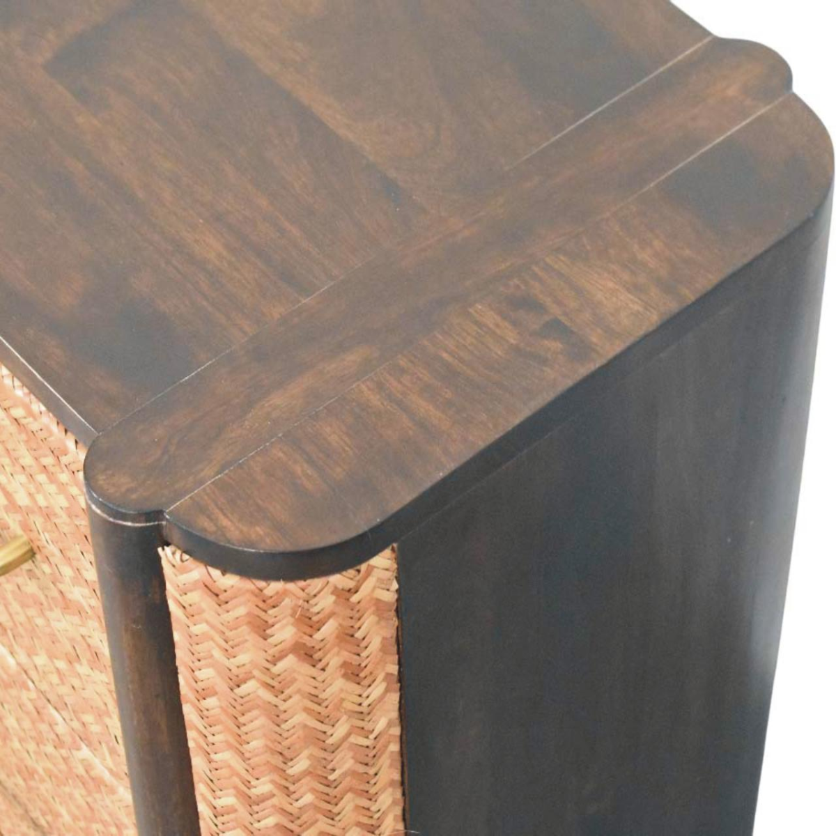 Artisan Furniture Solid Wood Havana Canefront Drawers, 2 Drawers, Dark Brown