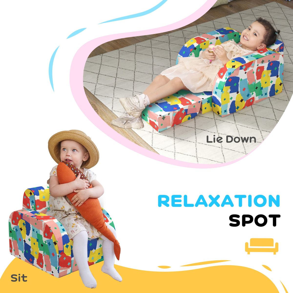 AIYAPLAY Kids Armchair, Foldable Toddler Chair for Bedroom - Multicoloured