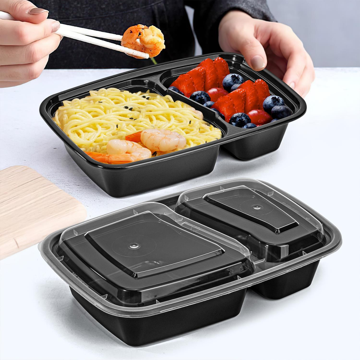 VINSANI 20pk 2 COMPARTMENTS MEAL PREP CONTAINERS 1010475