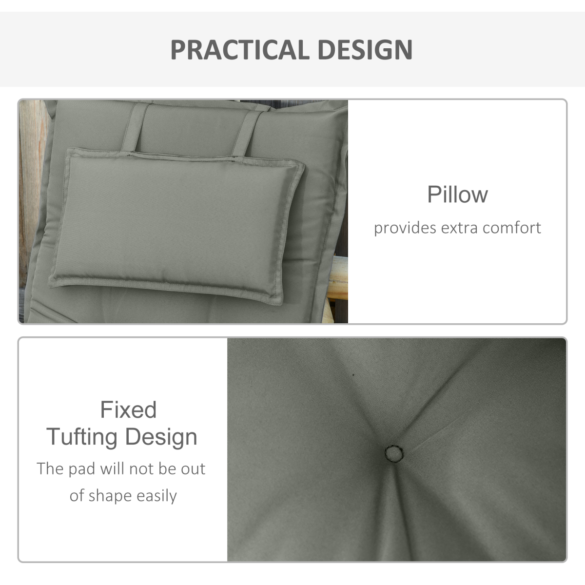 Set of 2 Garden Chair Cushion Seat, Dark Grey