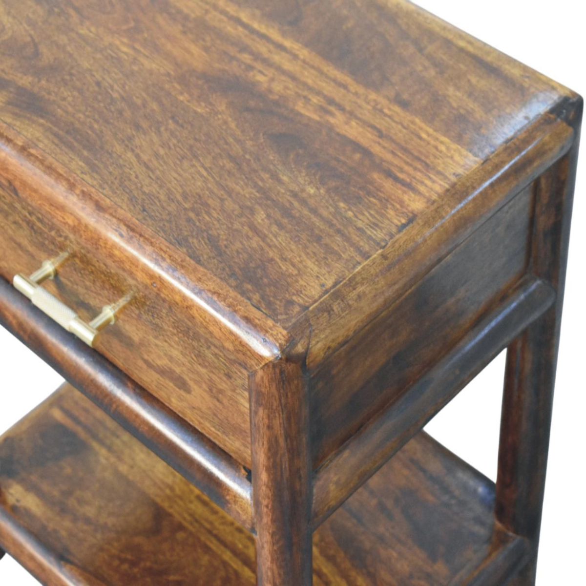 Artisan Furniture Solid Wood Regency Chestnut Nightstand, 1 Drawer, 1 Shelf, Dark Brown