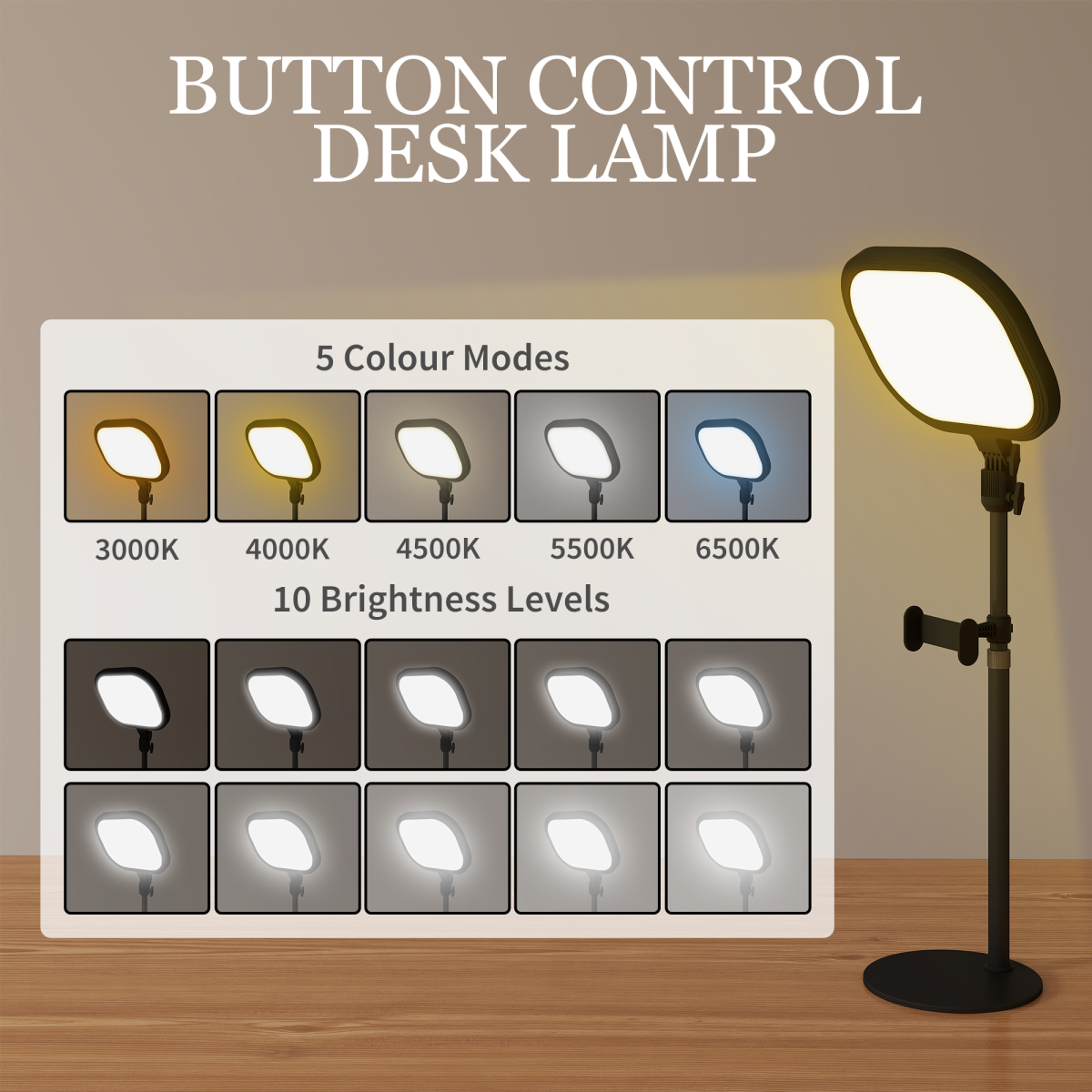 HOMCOM Bedside Table Lamp with 5 Colour Modes & 10 Brightness Levels, Black