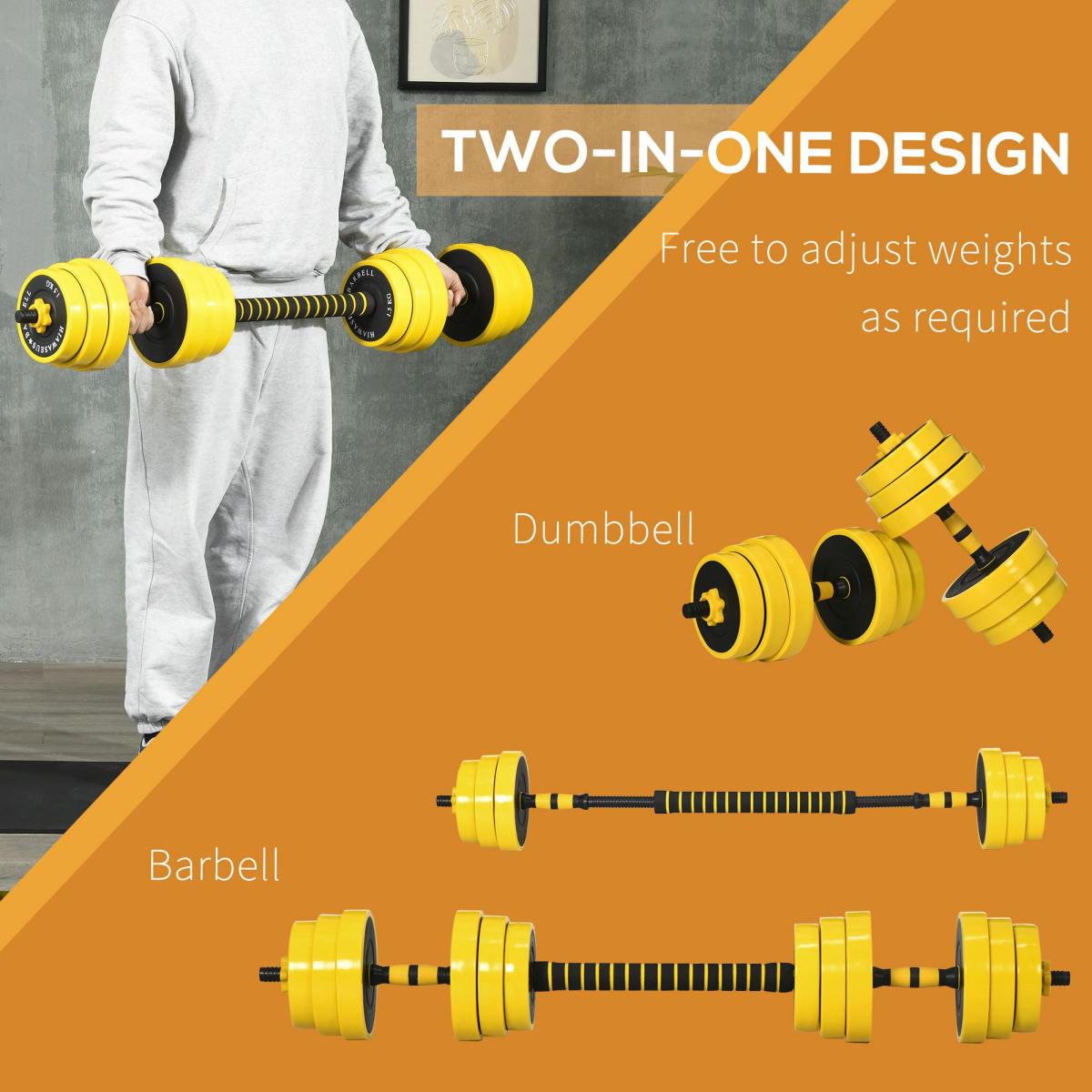 25KG Barbell & Dumbbell Set Fitness Exercise Home Gym Plate Bar HOMCOM