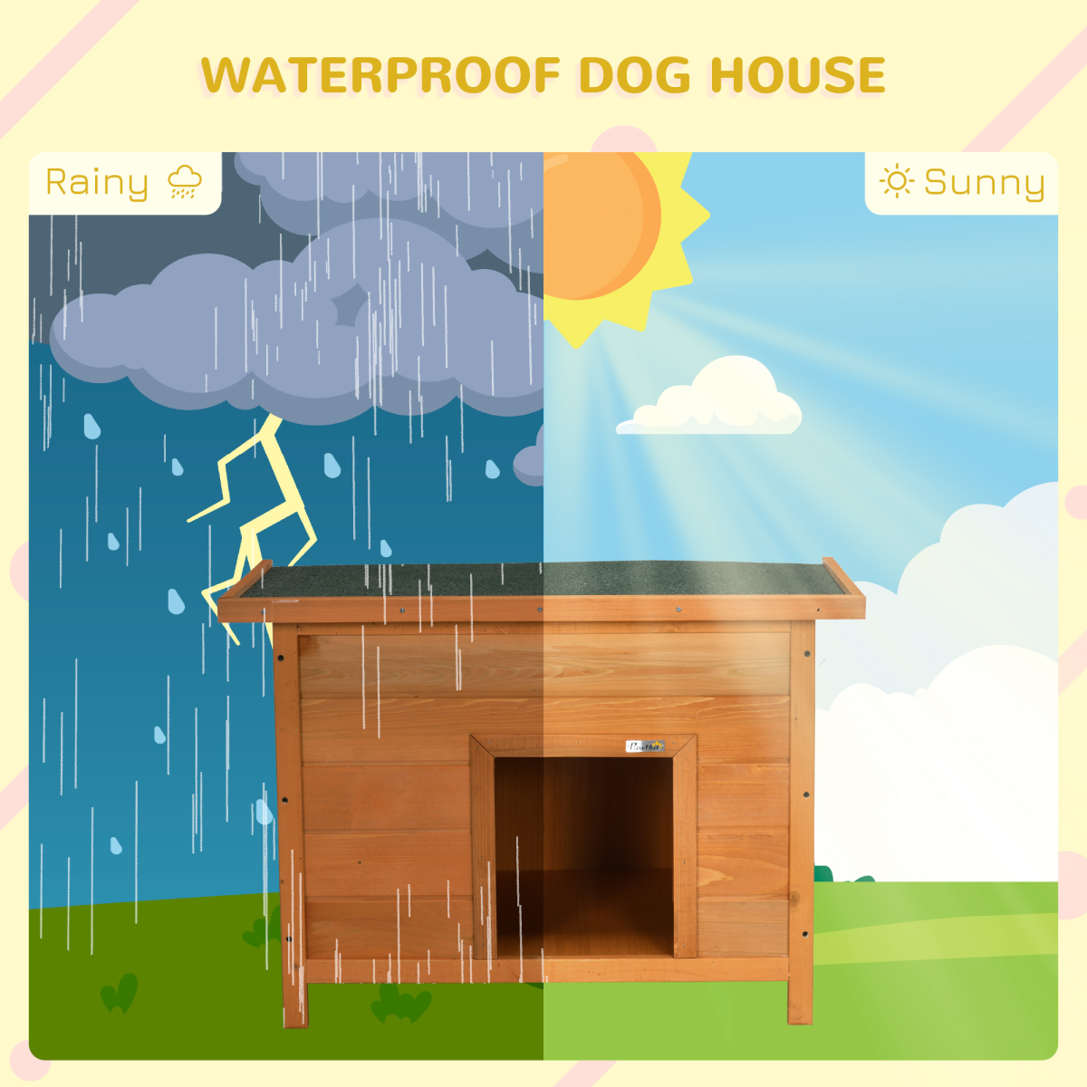 82cm Wooden Dog Kennel House Garden Shelter Backyard Waterproof Pet Supplies