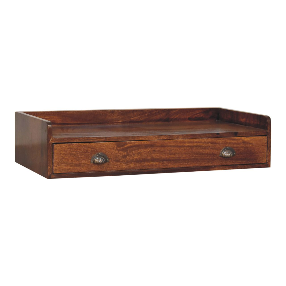 Artisan Furniture Solid Wood Belmont Wall-Mounted Console Shelf, 1 Drawer, Dark Brown