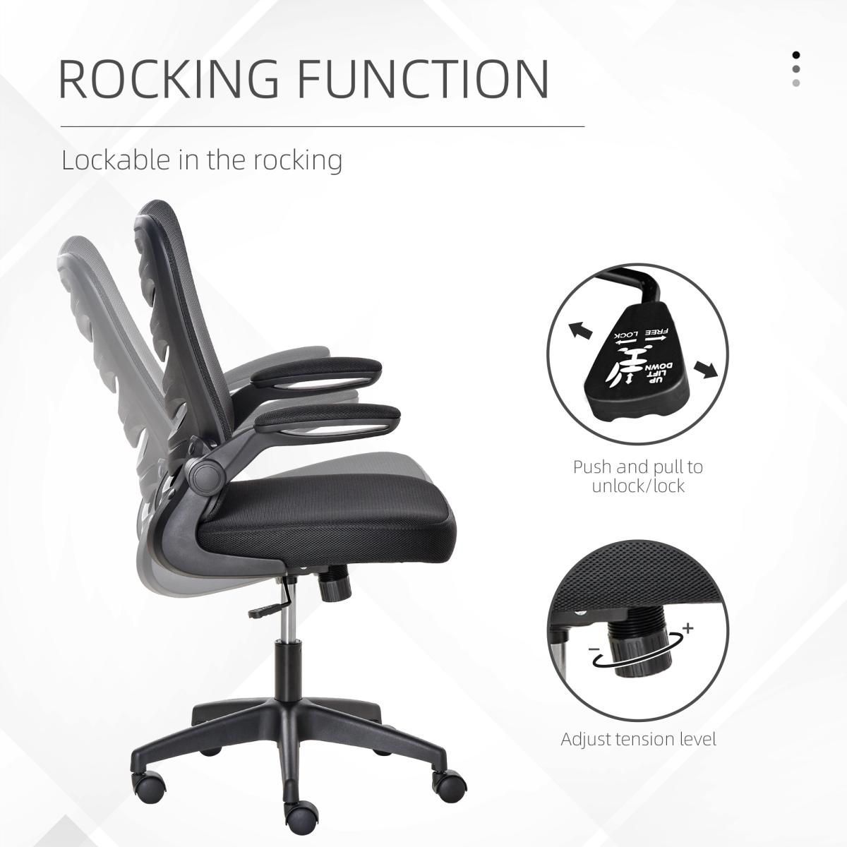 Mesh Office Chair Home Swivel Task Chair  Lumbar Support, Arm, Black Vinsetto