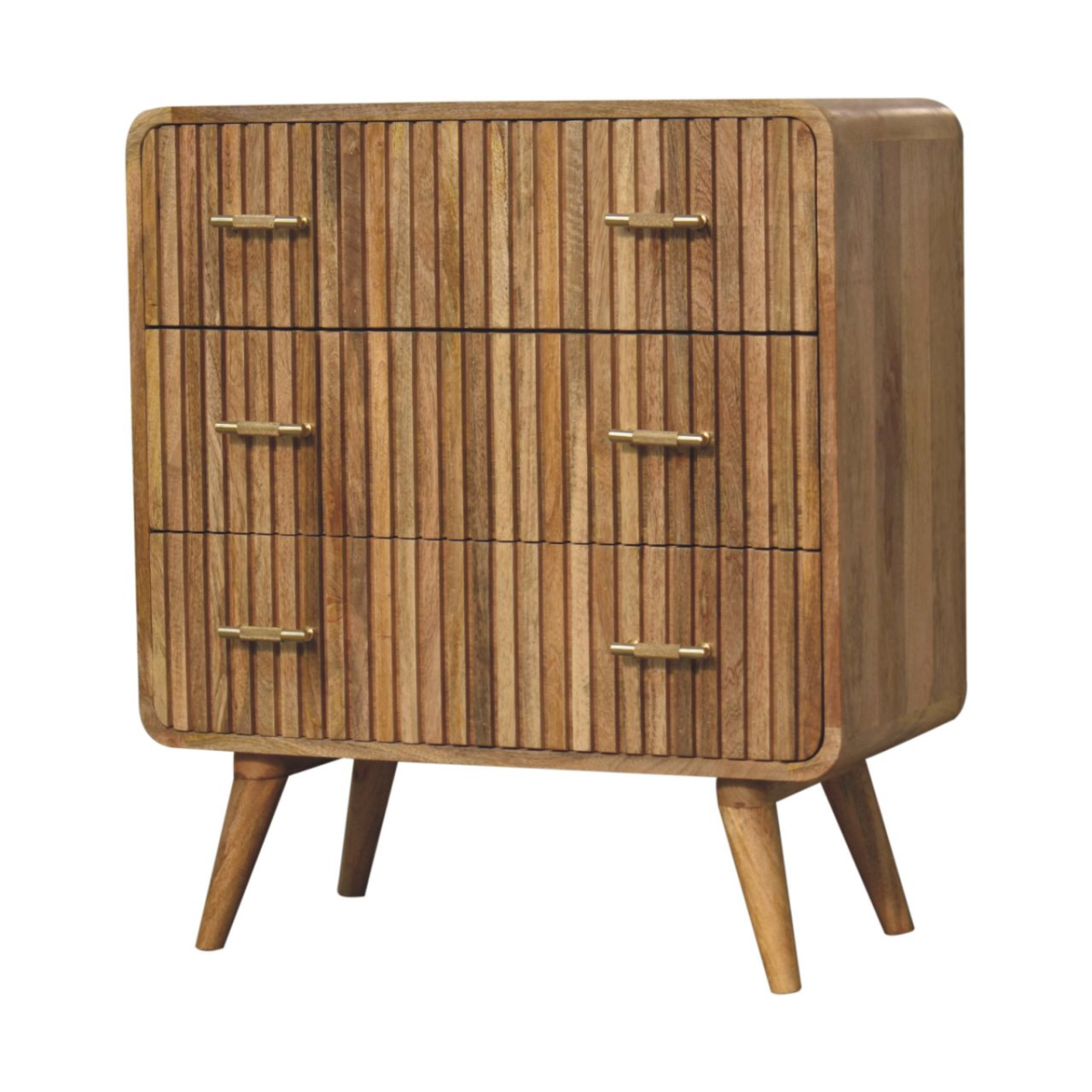 Artisan Furniture Solid Mango Wood T-bar Ridged Chest