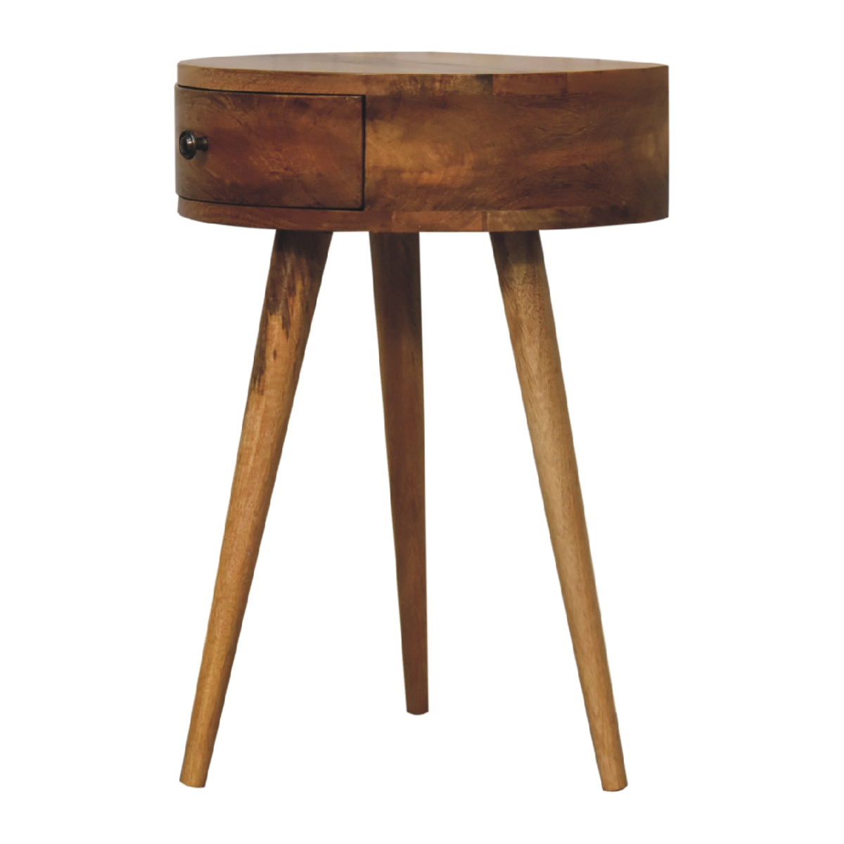 Artisan Furniture Solid Wood Mini Oak-ish Circular Shape Bedside