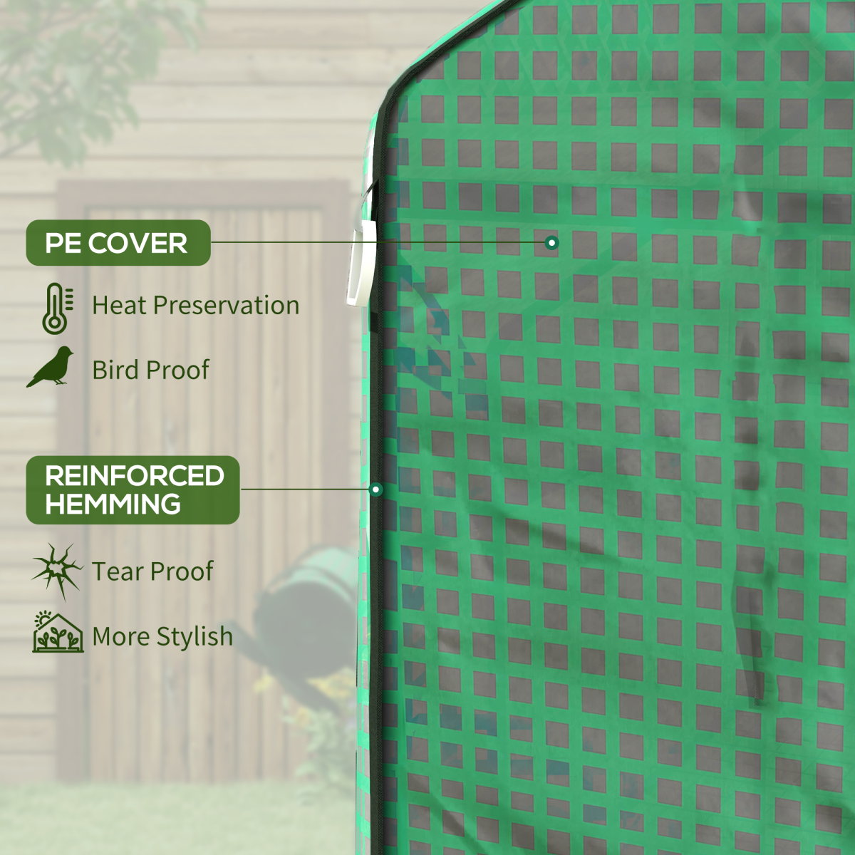 Outsunny Walk-in Greenhouse Cover Replacement with Door and Mesh Windows, Green
