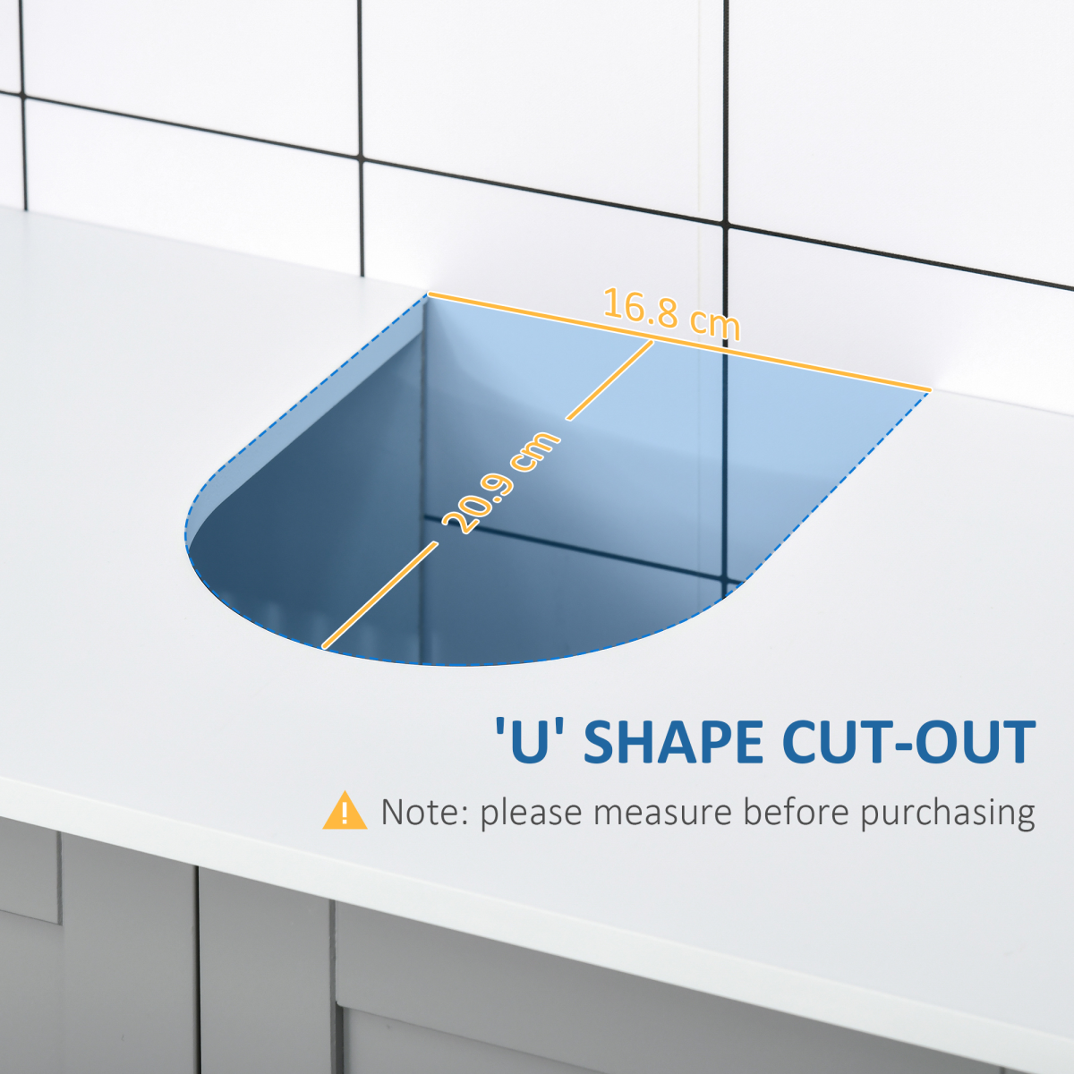 Modern Under Sink Cabinet with 2 Doors, Bathroom Vanity Unit, White