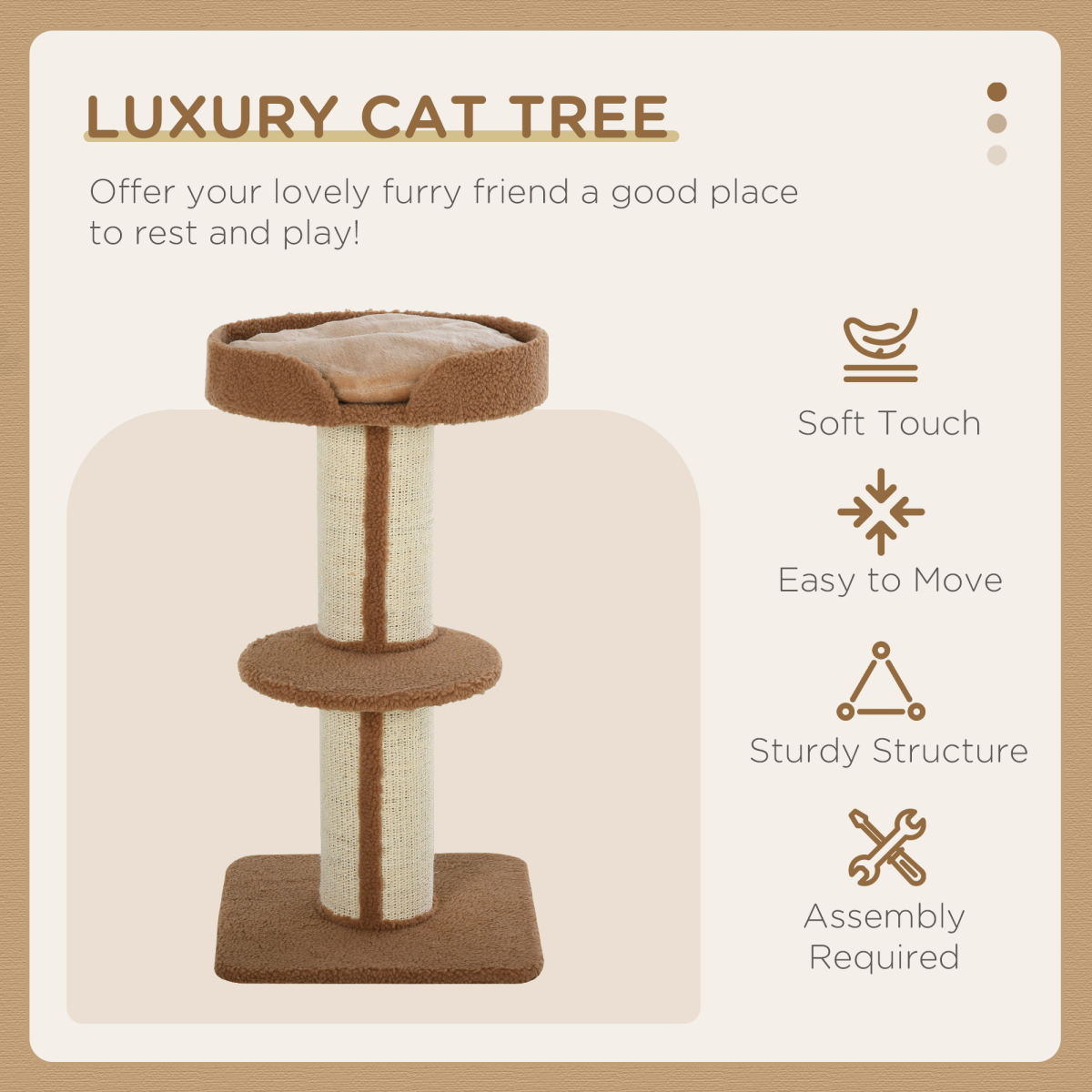 91cm Cat Tree Kitten Activity Center Tower Scratching Post Lamb Cashmere Perch