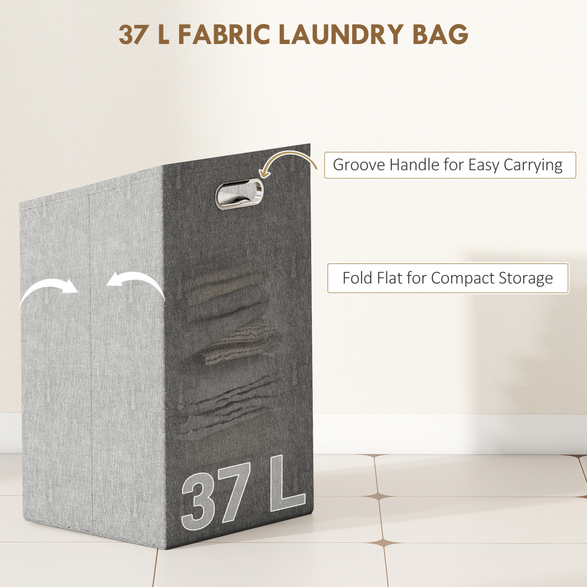 HOMCOM Removable 37L Laundry Hamper with Bamboo Bathroom Storage Cabinet
