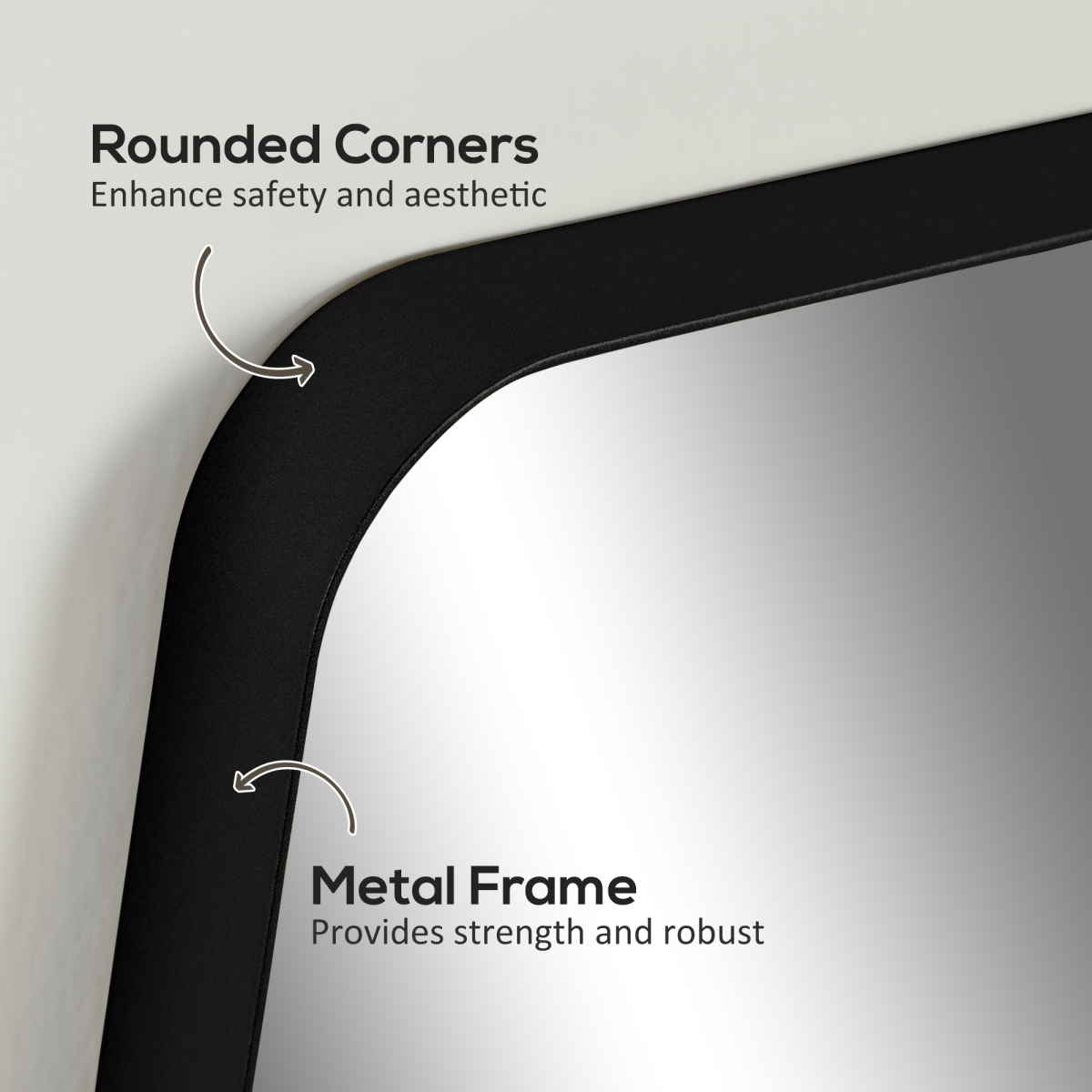 HOMCOM Rectangle Mirror, Wall Mirror with Steel Frame for Bathroom