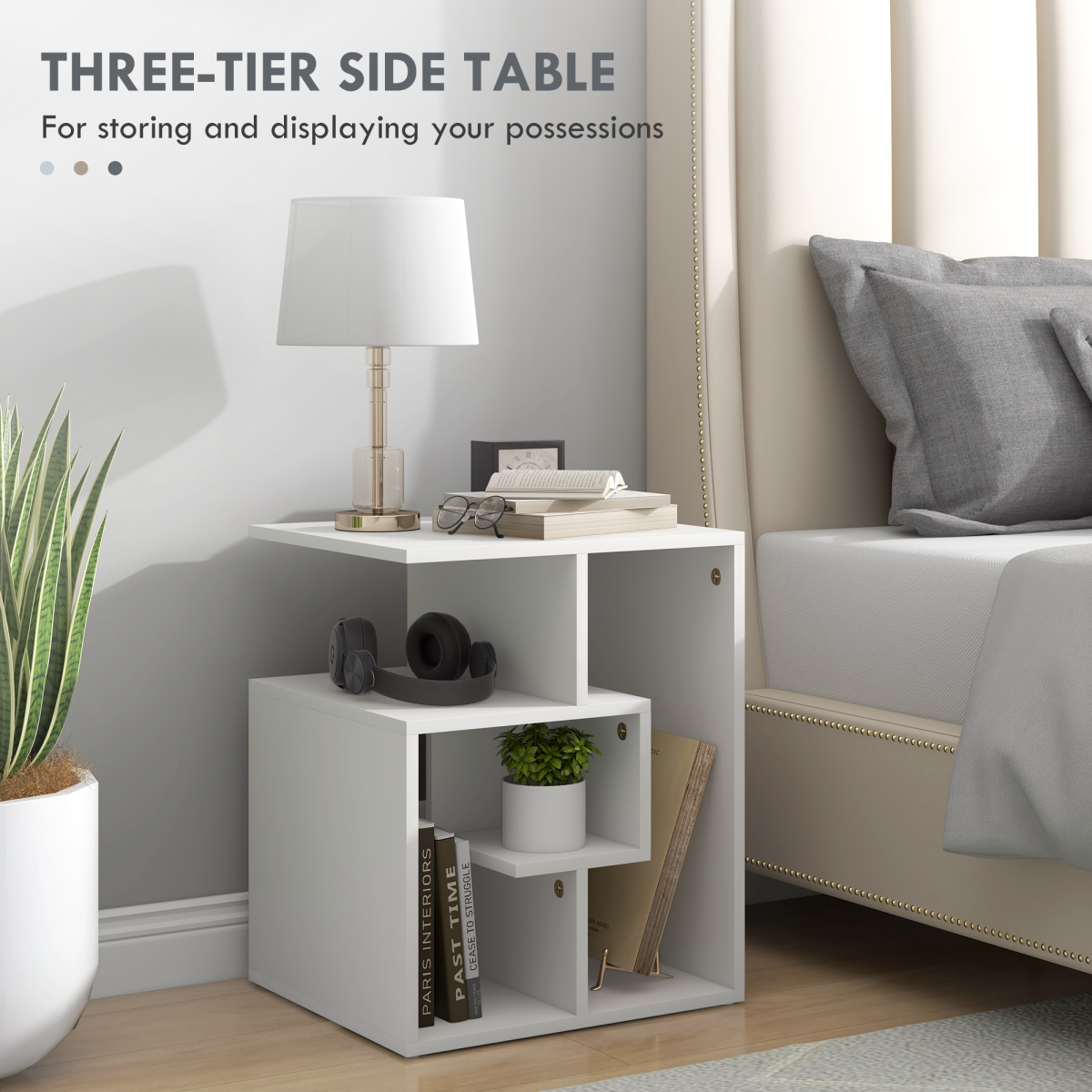3-Tier Side End Table Open Shelves Storage Coffee Book Magazine Desk