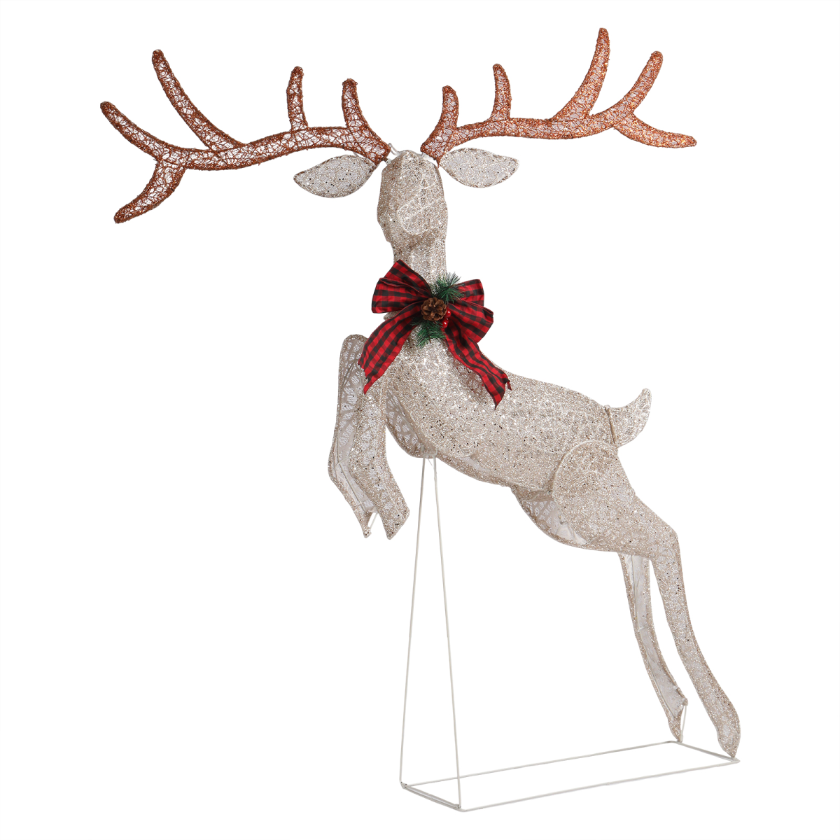 5FT Lighted Jumping Reindeer Christmas Decorations, Pre-lit Holiday Decor with 100 Warm White LED Lights for Xmas Outdoor Indoor Decor Lighted Holiday Displays