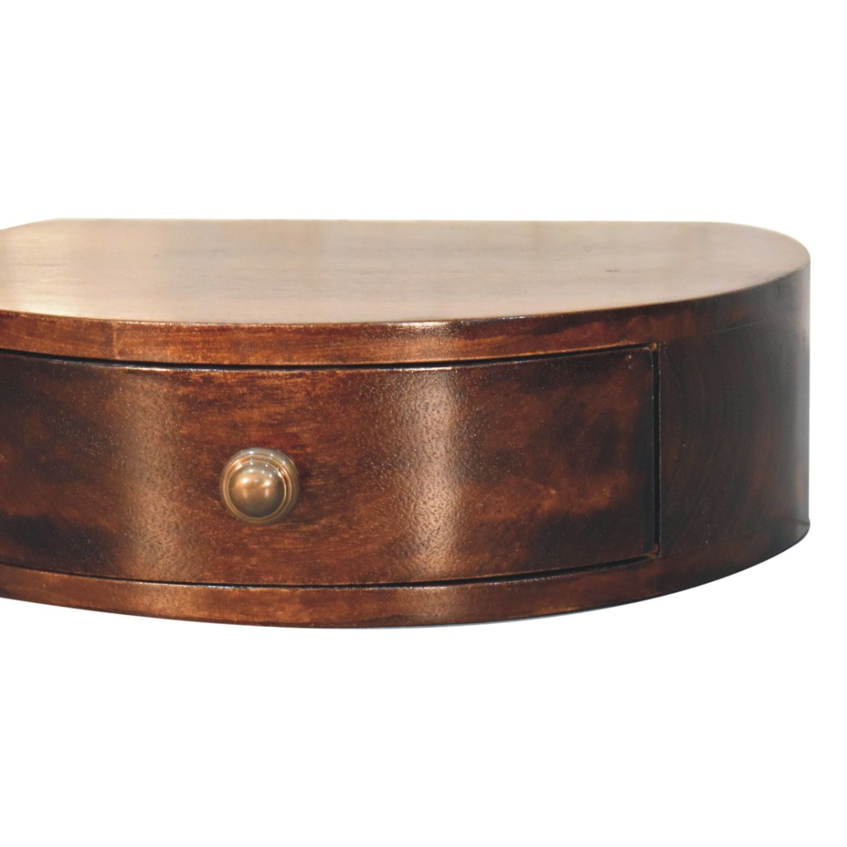 Artisan Furniture Solid Wood California Walnut Wall Mounted Rounded Bedside, Brown, 1 Drawer