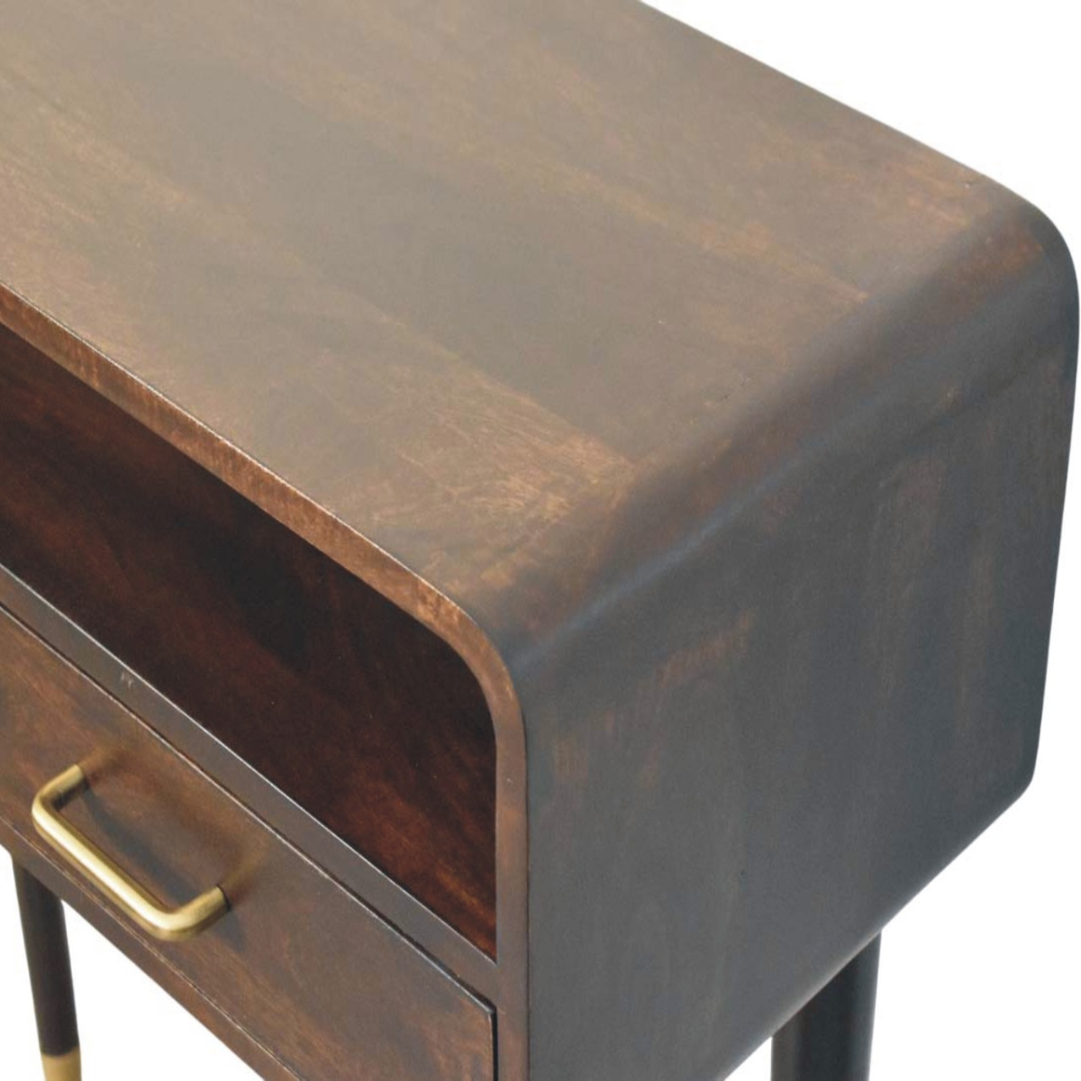 Artisan Furniture Solid Wood Apollo Loop Console Desk, 2 Drawers, 1 Open Slot, Dark Brown