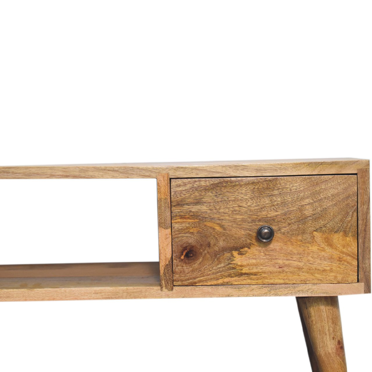 Artisan Furniture Solid Wood Classic Oak-ish Coffee Table, 2 Drawers & 1 Open Slot, Beige