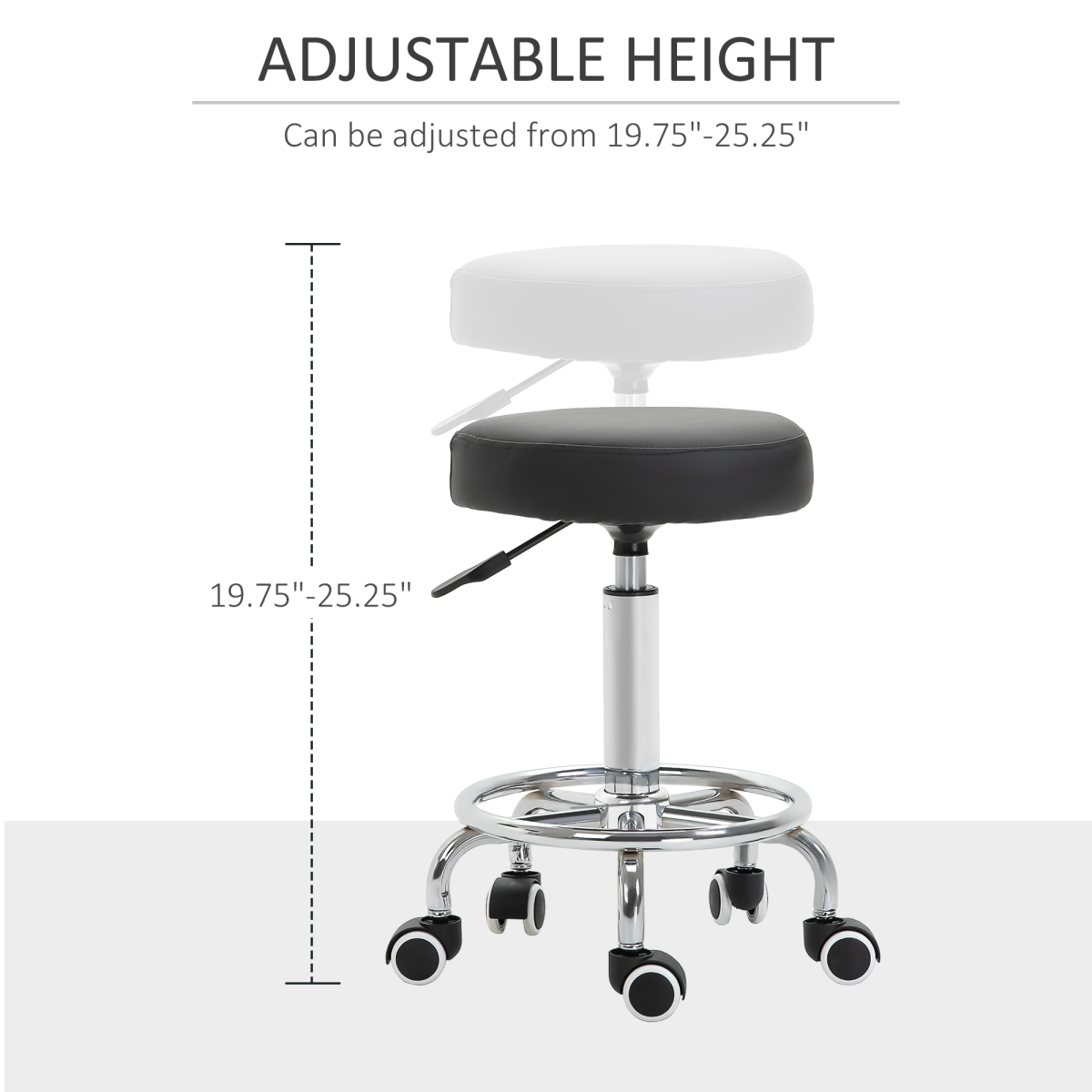 Adjustable Stool PU Leather and Footrest