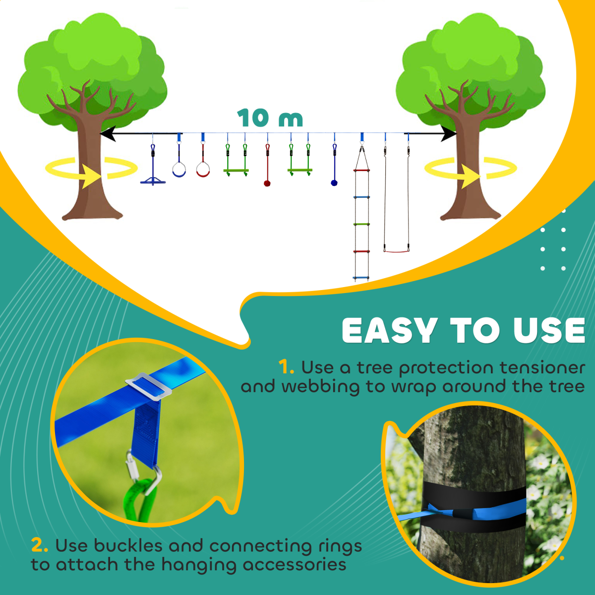 Multicoloured Zipline Kit - Safe Outdoor Fun for Children Aged 3-6