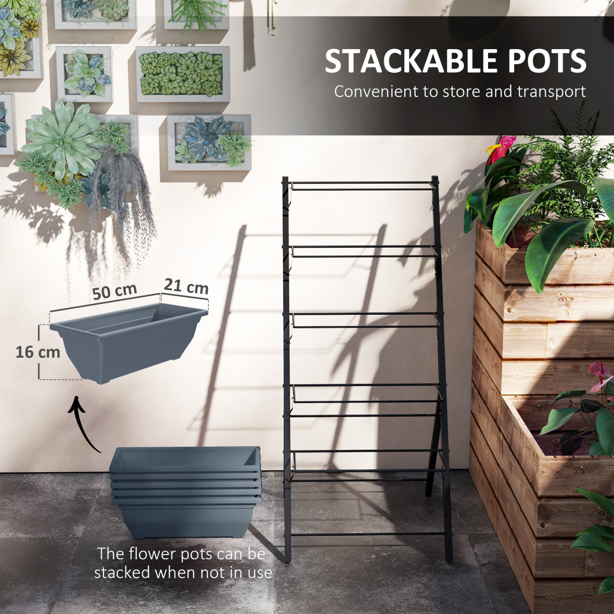 Outsunny 5-Tier Raised Garden Bed, Ladder Planter with 5 Removable Boxes