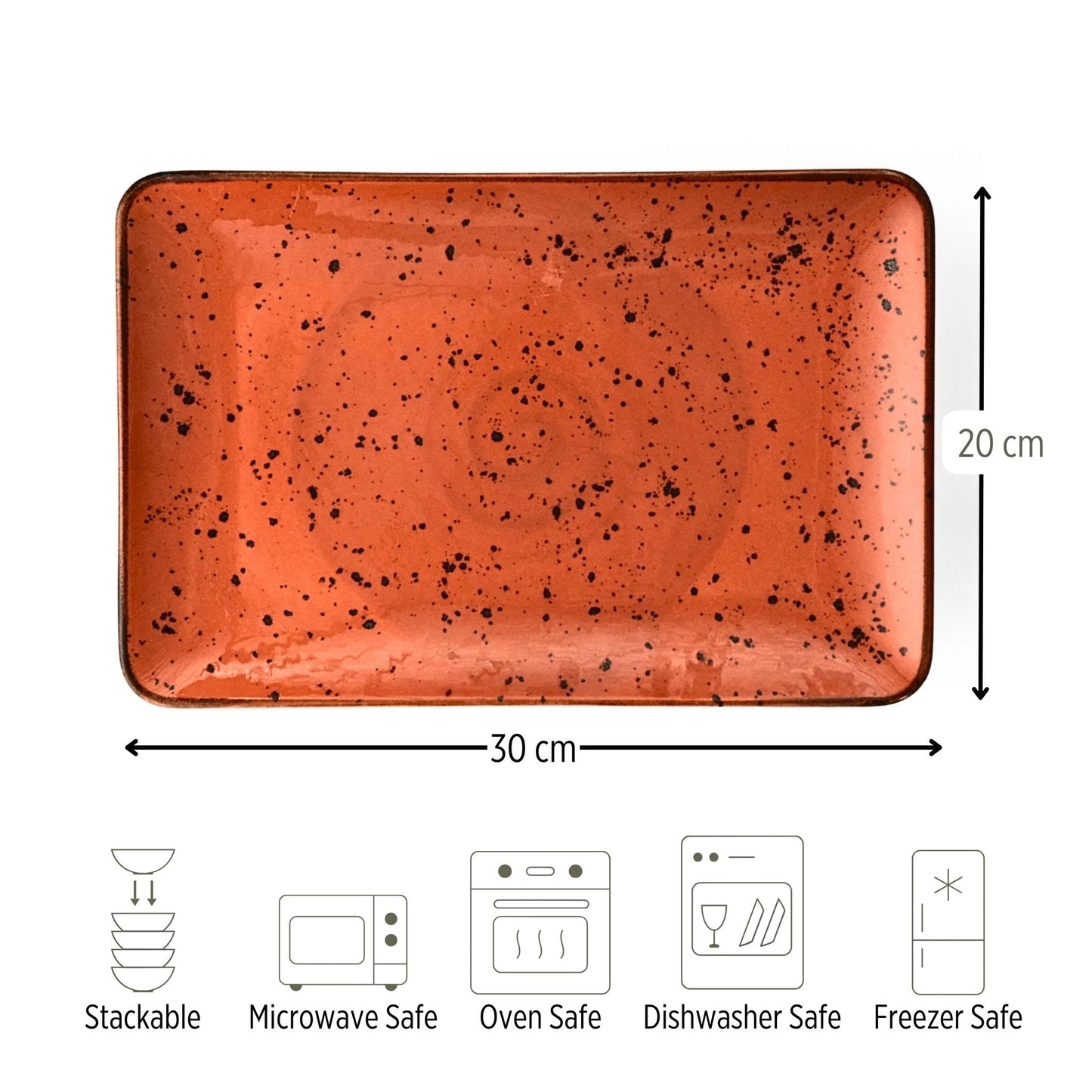 Porcelain Serving Plate – Fairlie, Orange – 30x20cm