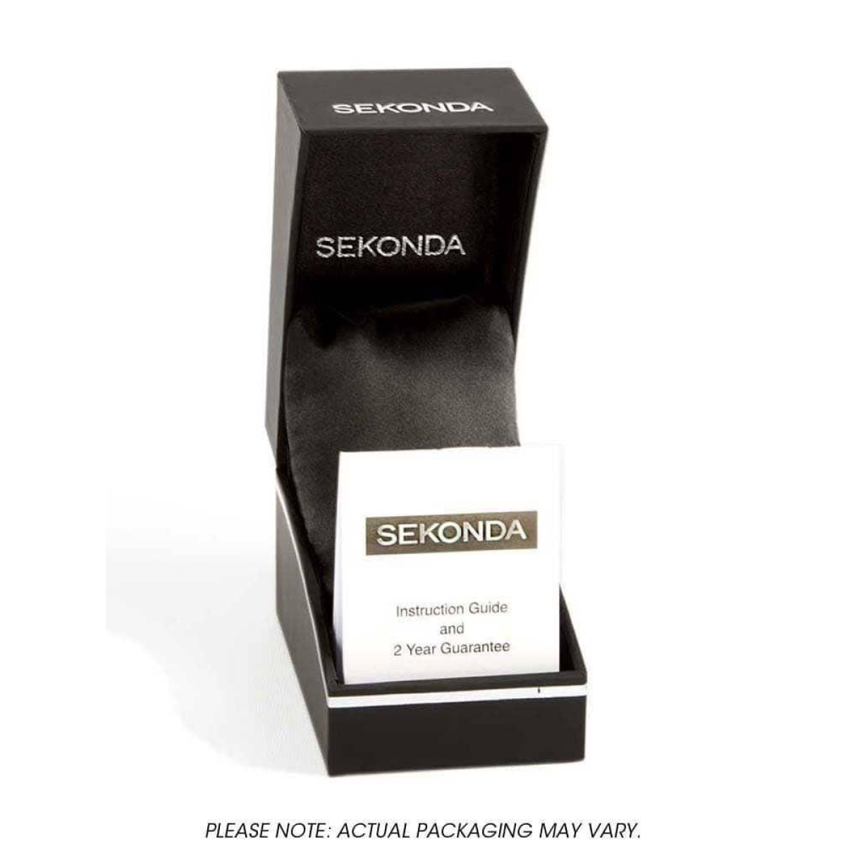 Sekonda Ladies White Marble Effect Dial with White Leather Strap Watch 2825