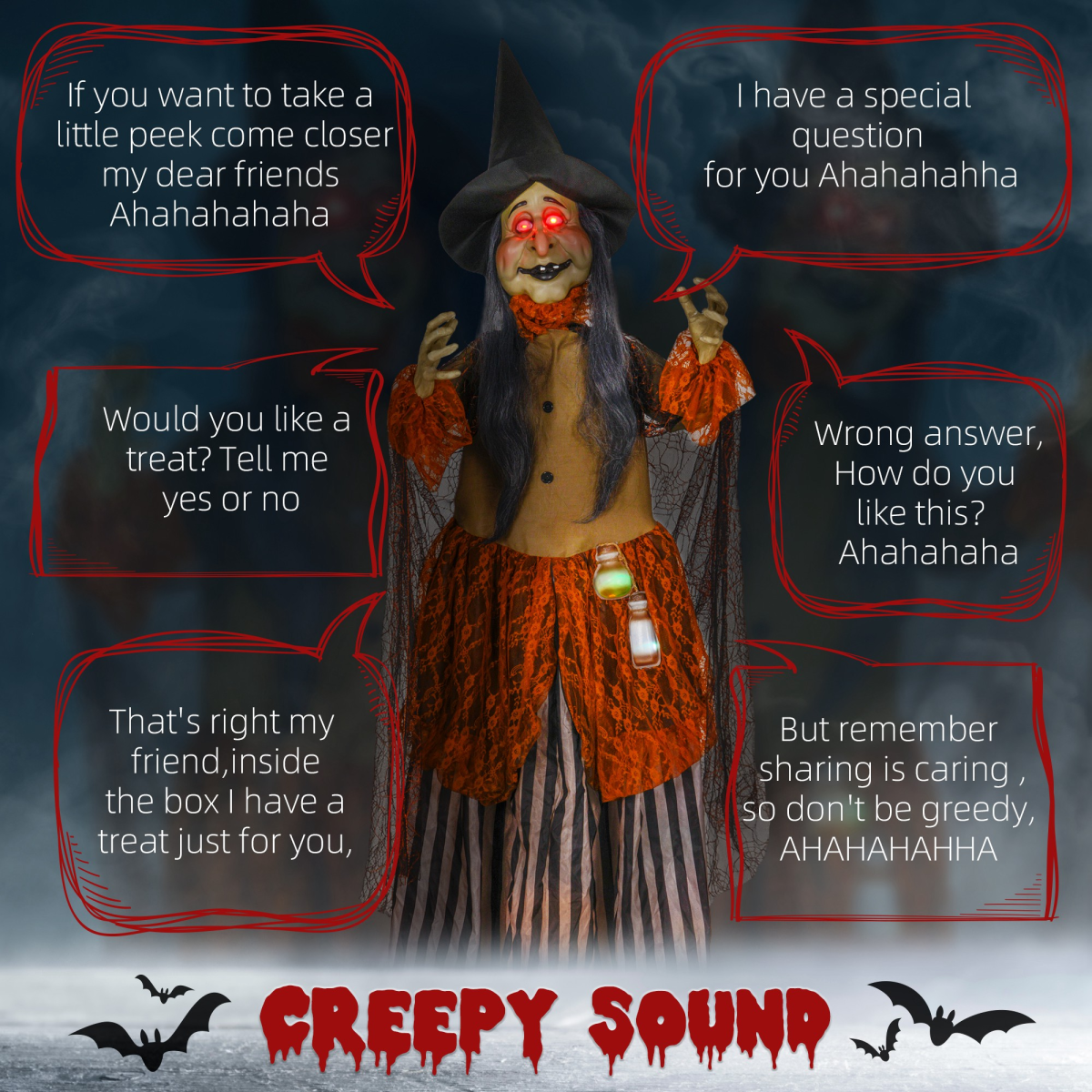HOMCOM Outdoor Halloween Animatronic with Sound Activated, Light Up Eyes