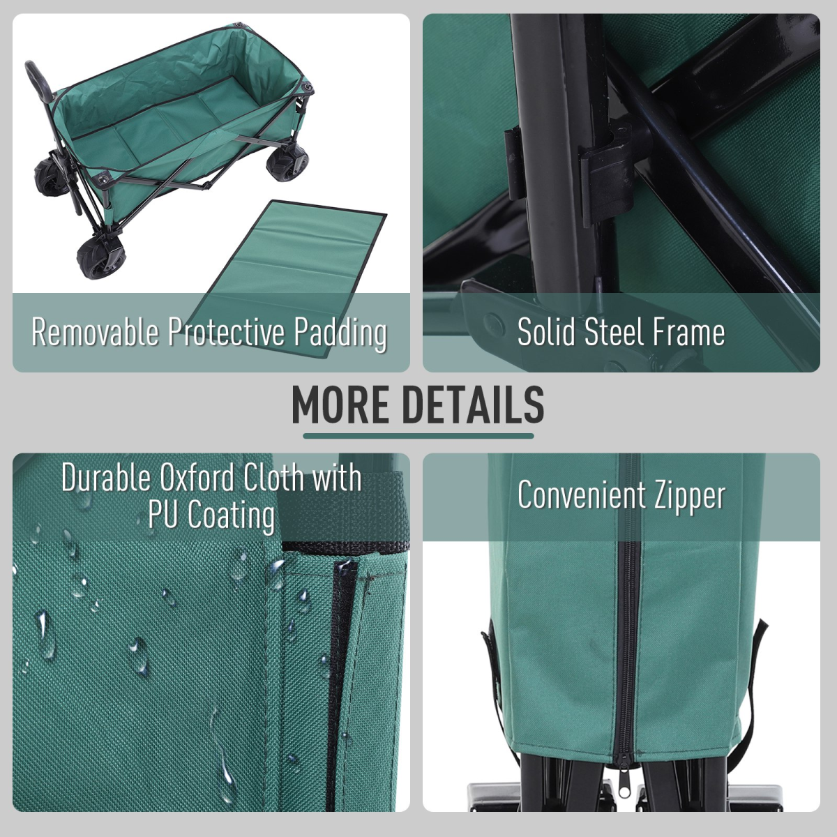 Outsunny Outdoor Cart Folding Cargo Wagon Trailer Beach w/ Telescopic Handle