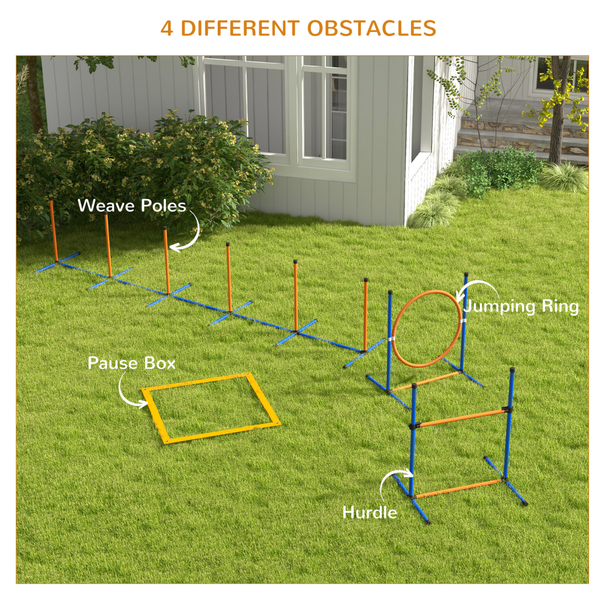 PawHut 4 Pcs Dog Agility Training Equipment, Dog Outdoor Games w/ Carry Bag