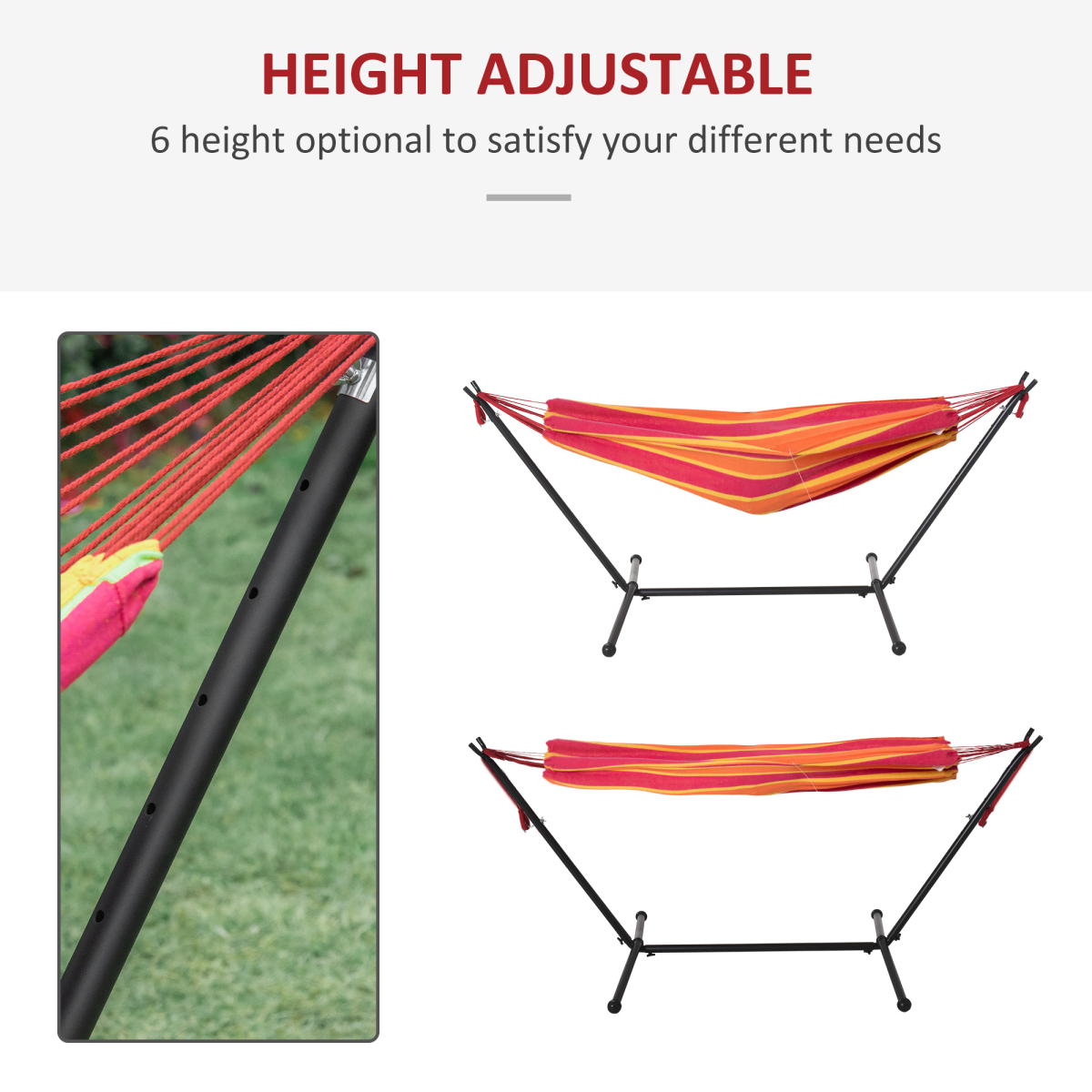 277 x 121cm Hammock & Stand Camping Hammock & Carrying Bag, 120kg, Red Stripe