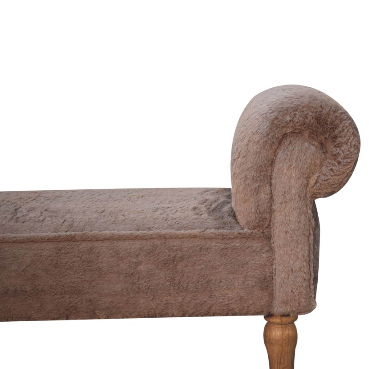 Artisan Furniture Solid Wood Mocha Faux Fur Bedroom Bench