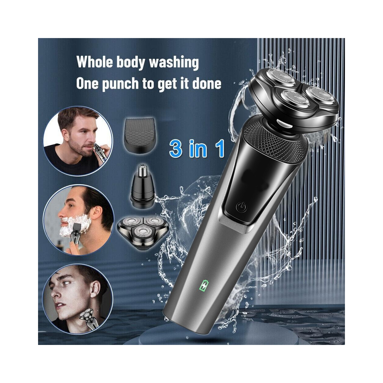 USB Rechargeable 3-In-1 Men's Professional Multi-function Cheek Beard Trimmer Men Nose Hair Cutting Barber Shaver Machine(US Logistics only For USPS.TK/TMEU only For self-pickup)