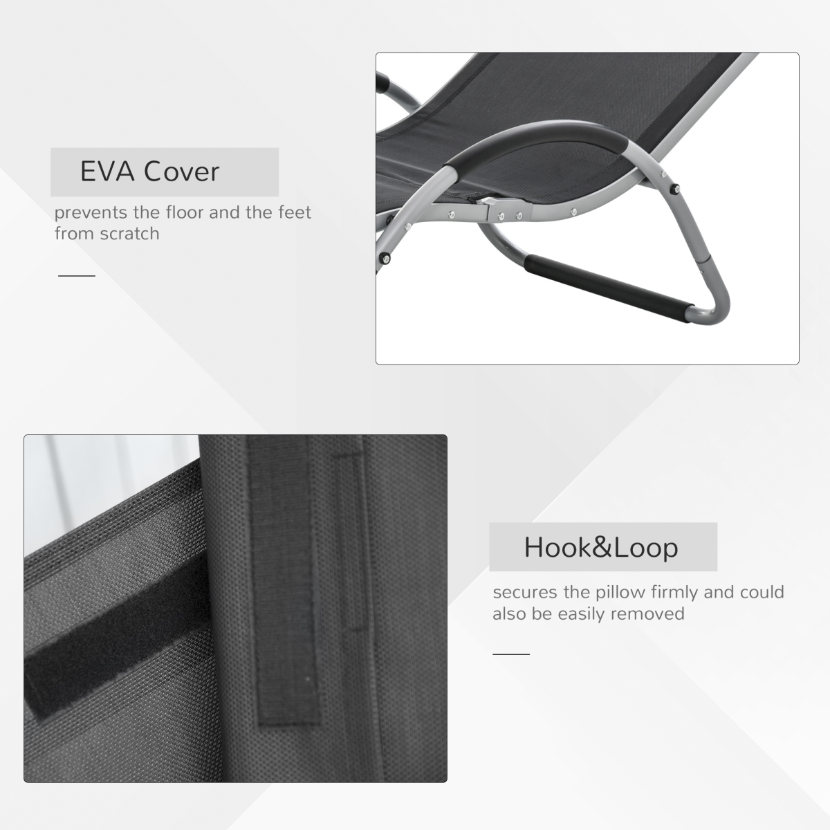 Ergonomic Lounger Chair Removable Headrest Aluminium Black