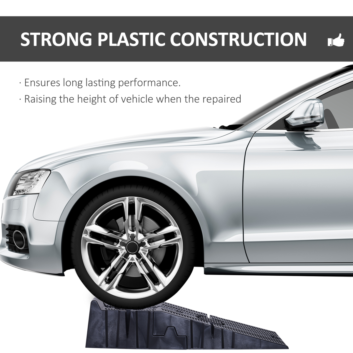 Heavy Duty 2.5 Ton Plastic Car Lifting Ramps Automotive Vehicle Garage Durhand