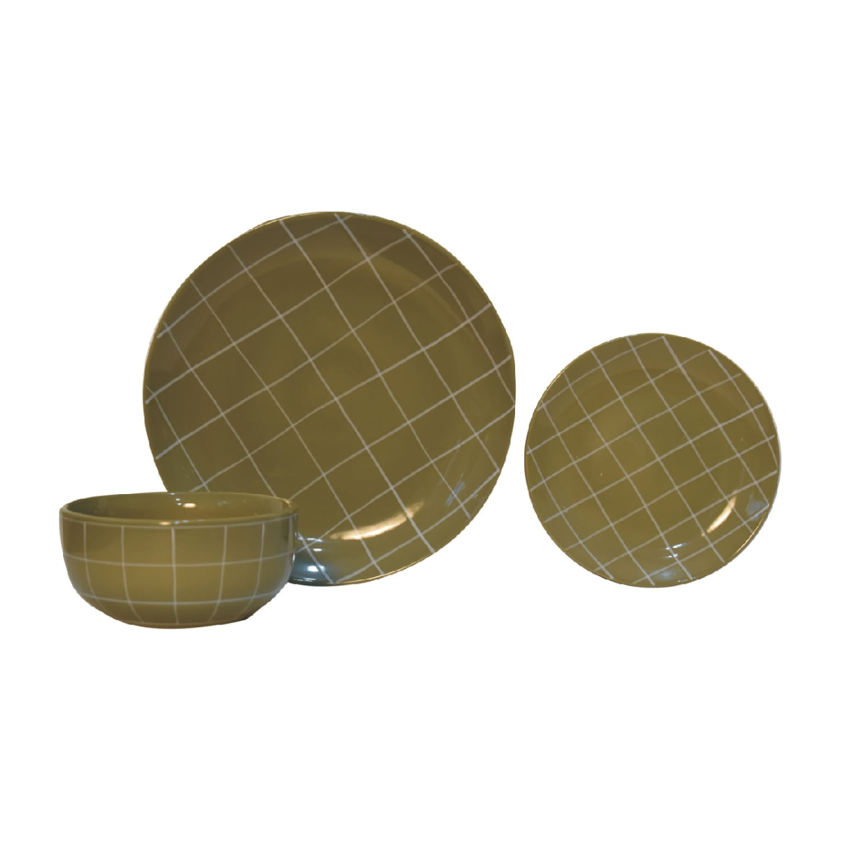 Artisan Furniture Serveware - Dahlia Plate Set, Olive Green