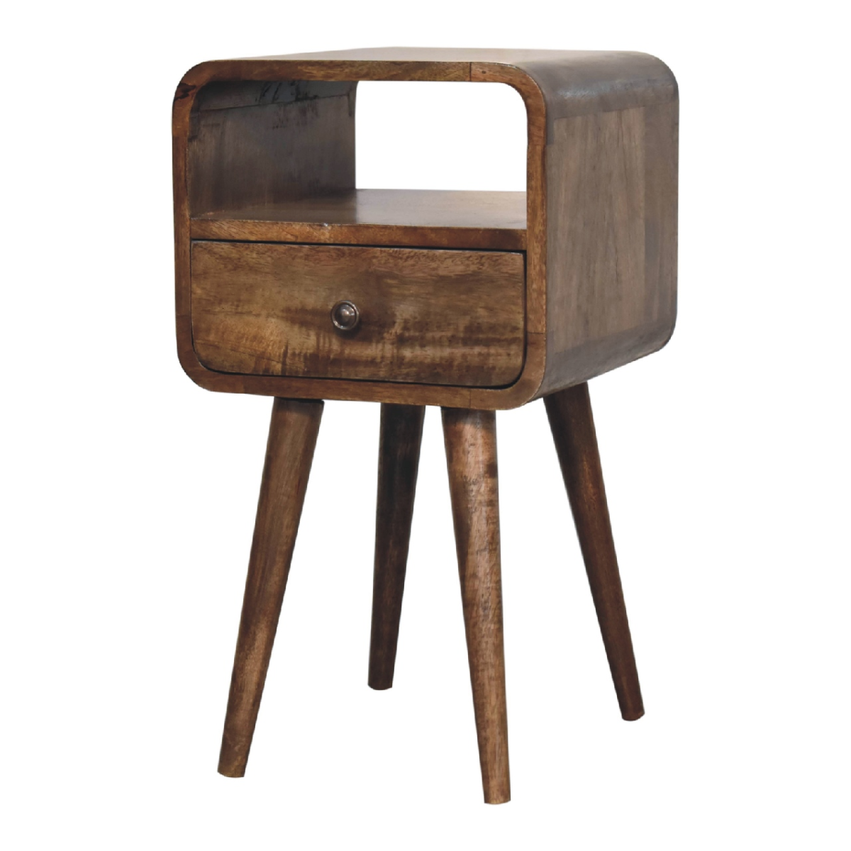Artisan Furniture Solid Wood Mini Grey Wash Curve Open Bedside