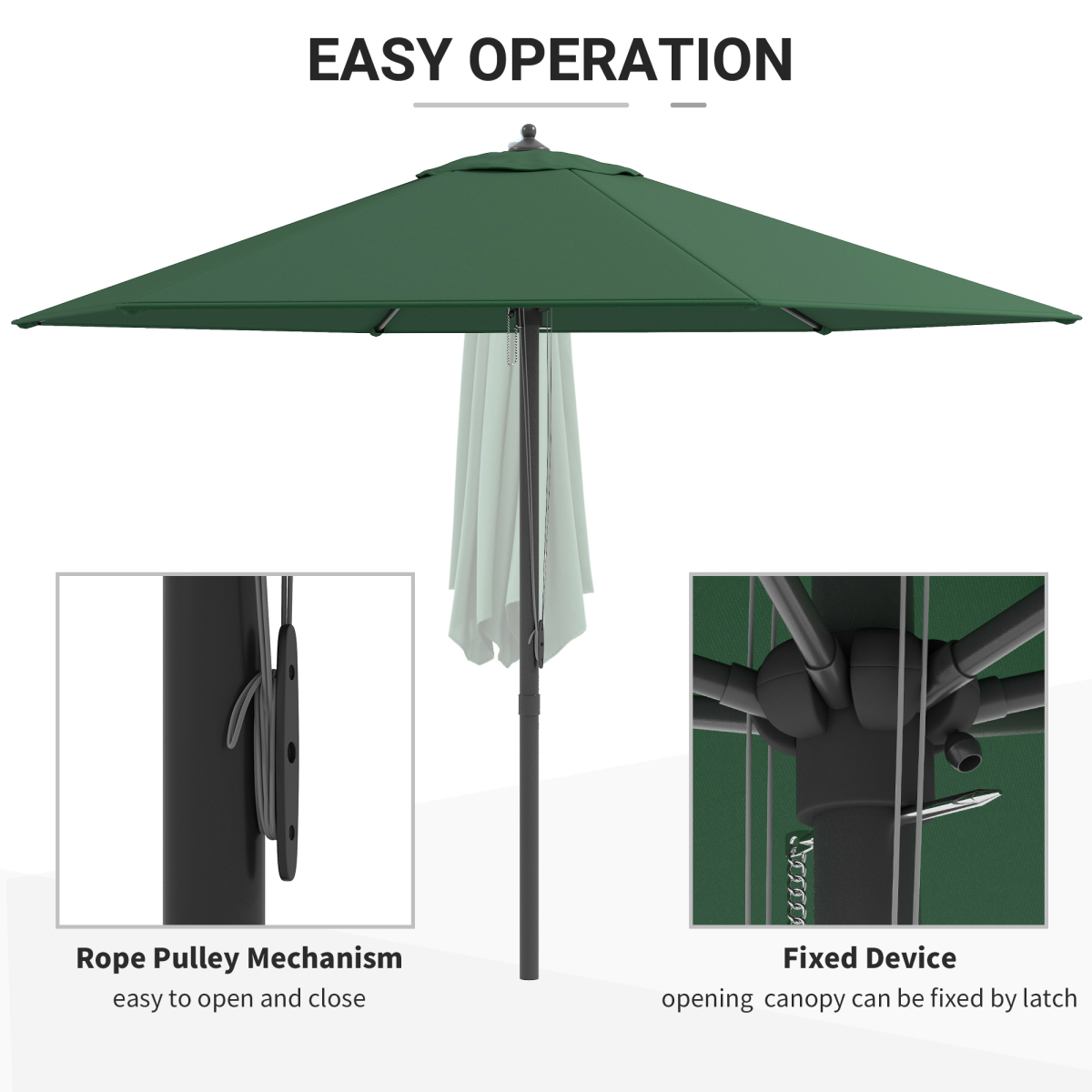 2.8m Patio Sun Umbrella Parasol Outdoor Green BASE NOT INCLUDED