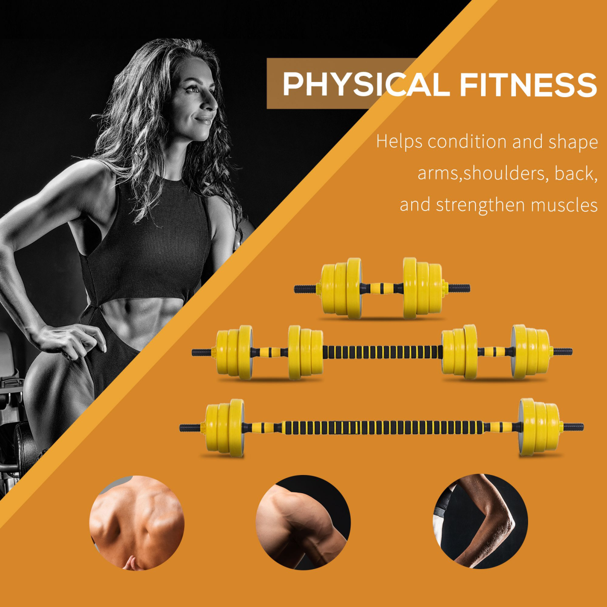20KG Barbell Dumbbell Set Fitness Exercise Home Gym Plate Bar Clamp Rod HOMCOM