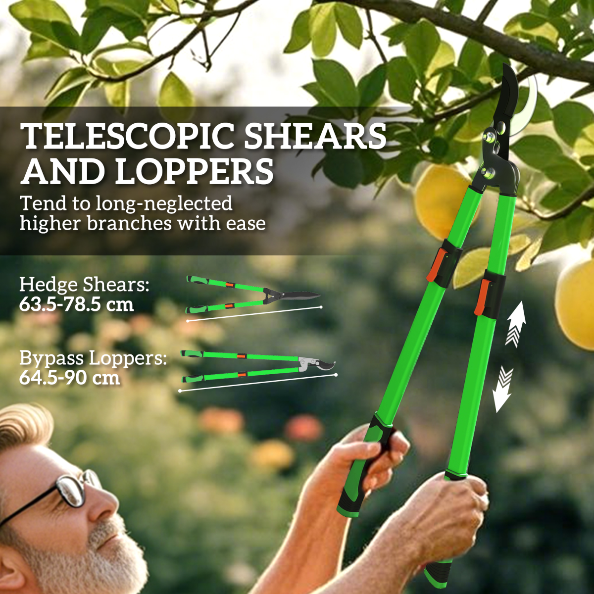 Outsunny 2 Pcs Garden Shears Set with Telescopic Extendable Handles