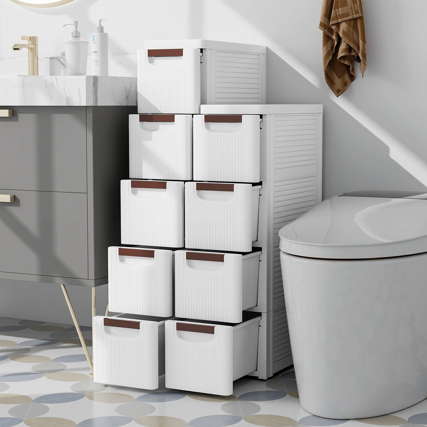 3/4/5/6-Drawer Narrow Storage Cabinet for Small Space-3-Tier